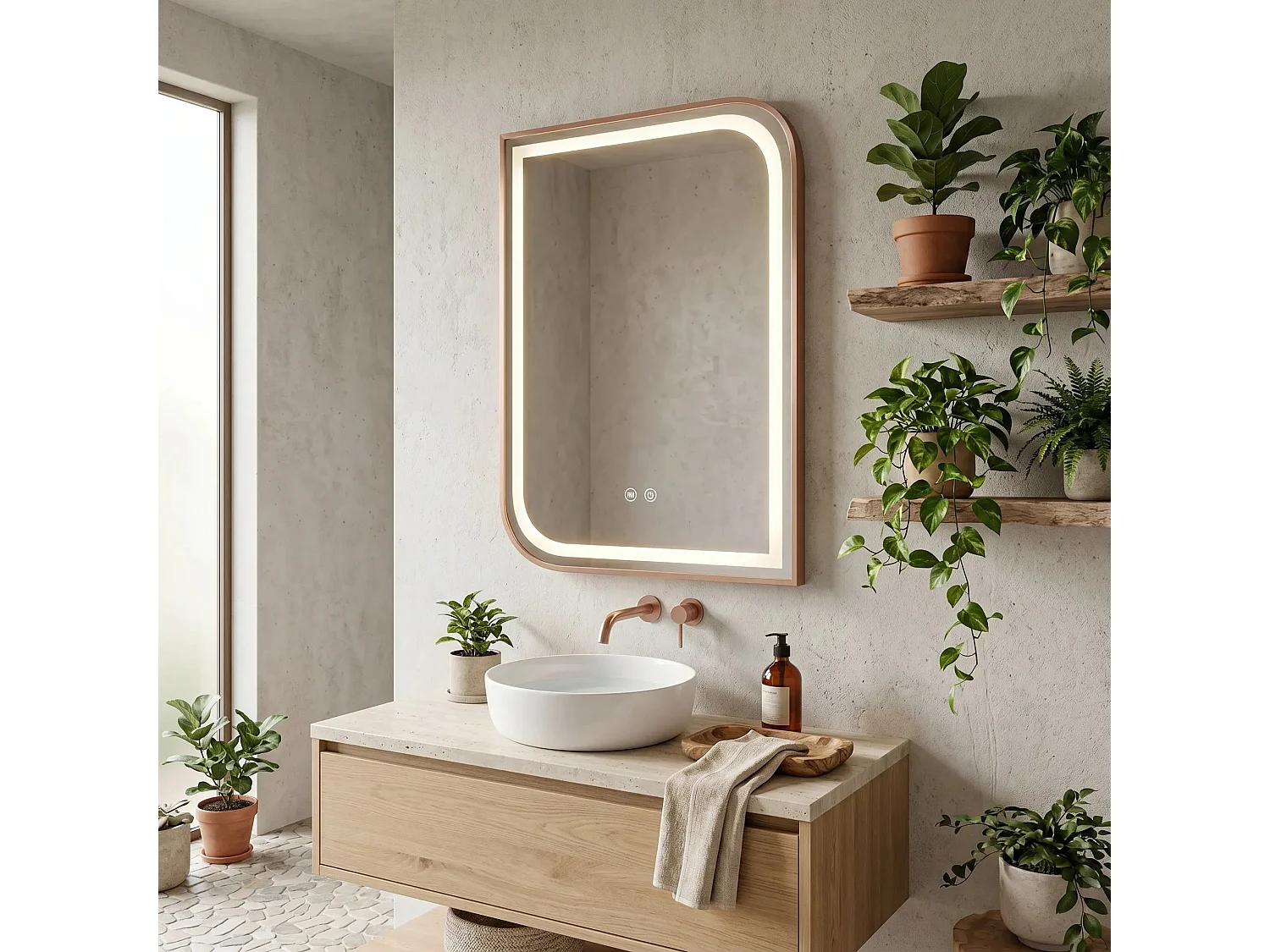 Spiegel Rea Zone 70X50 Led Brush Rose Gold