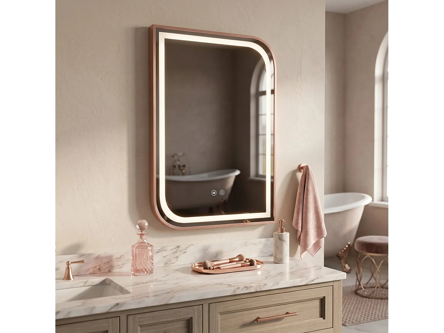 Spiegel Rea Zone 70X50 Led Brush Rose Gold