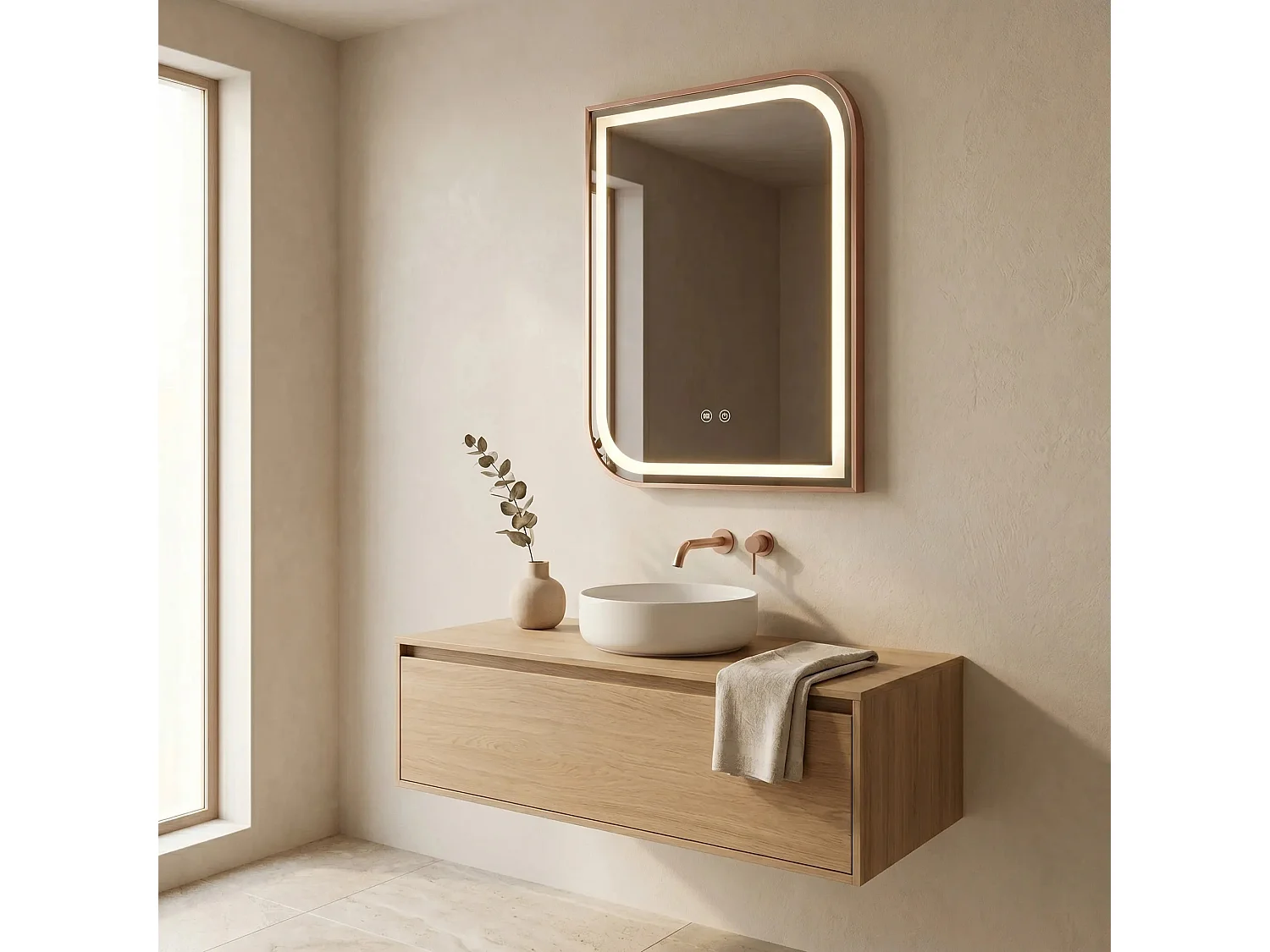 Spiegel Rea Zone 70X50 Led Brush Rose Gold