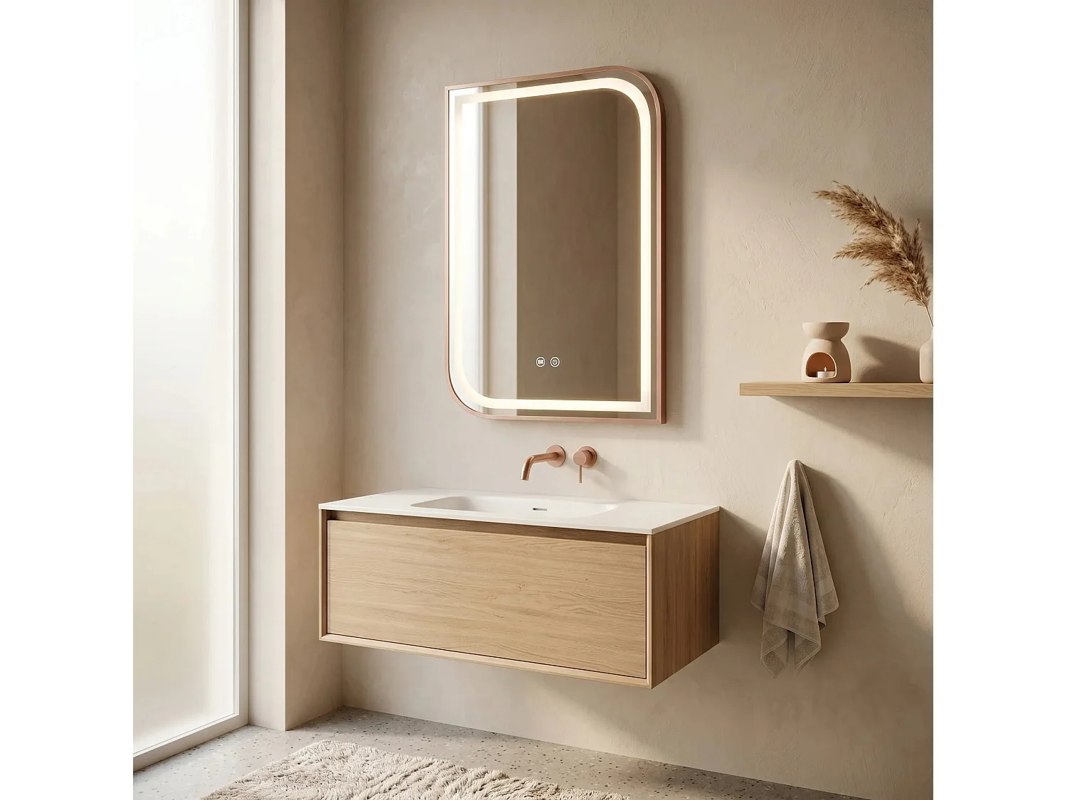 Spiegel Rea Zone 70X50 Led Brush Rose Gold