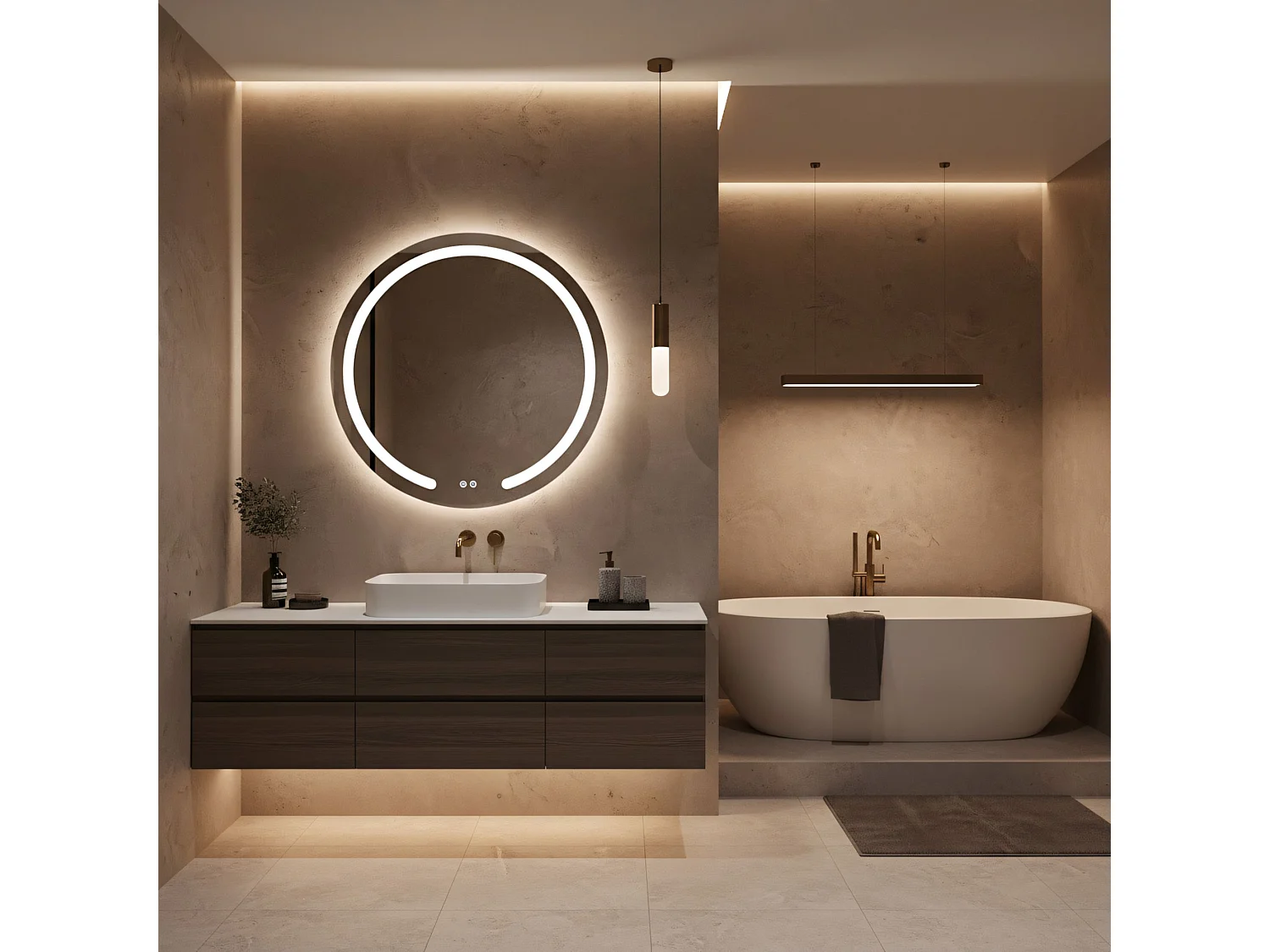 Spiegel Rea Modern 90 Led Transparent