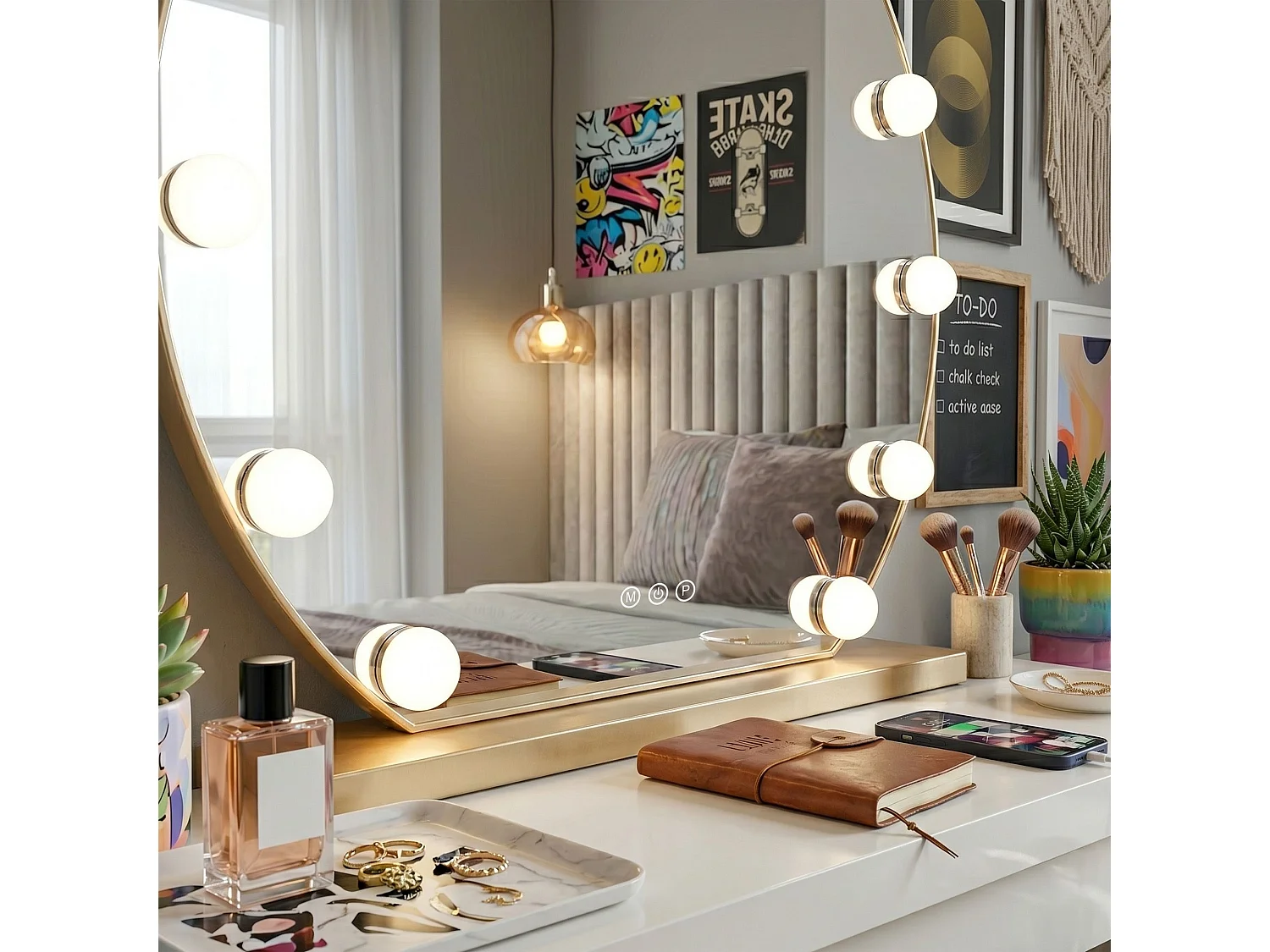 Spejl Rea Hollywood Led Gold