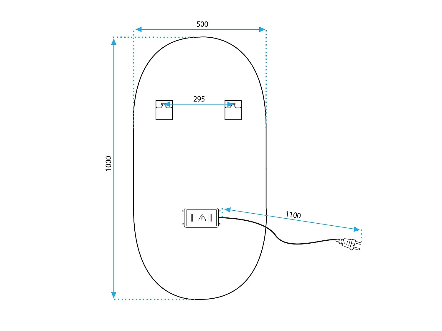 Rea Led Ovl LED-spejl guld, 4X50X100CM