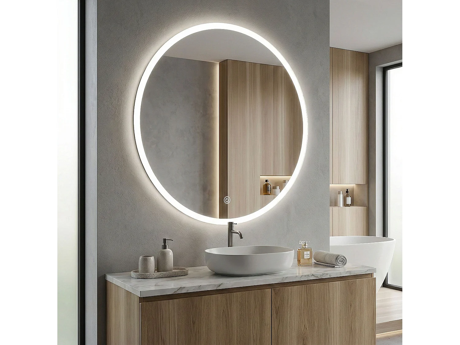 Rea Ffj 100 LED-spejl gennemsigtig, 2X100X100CM
