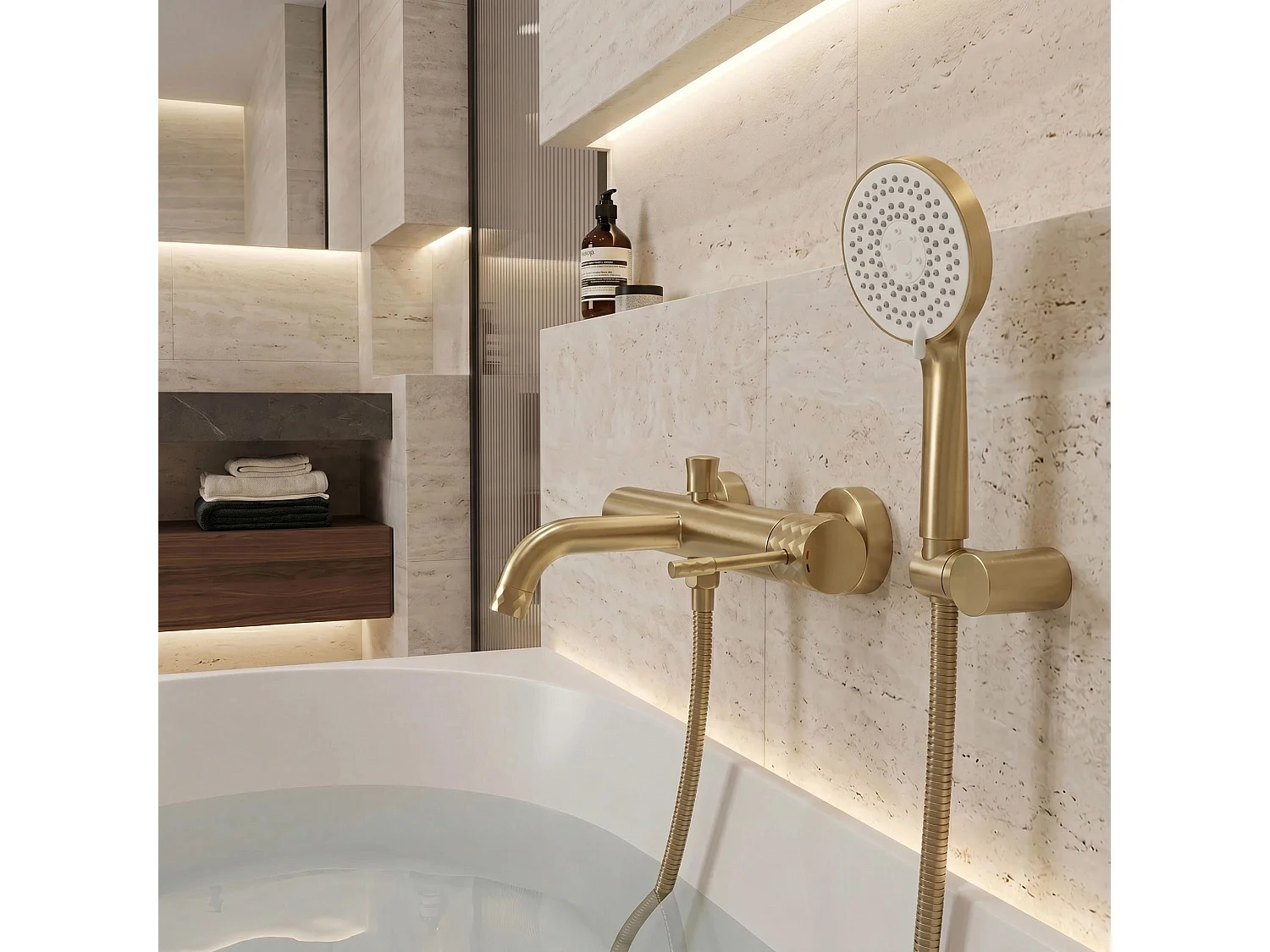 Mão De Chuveiro Rea Js-019Bg Brush Gold