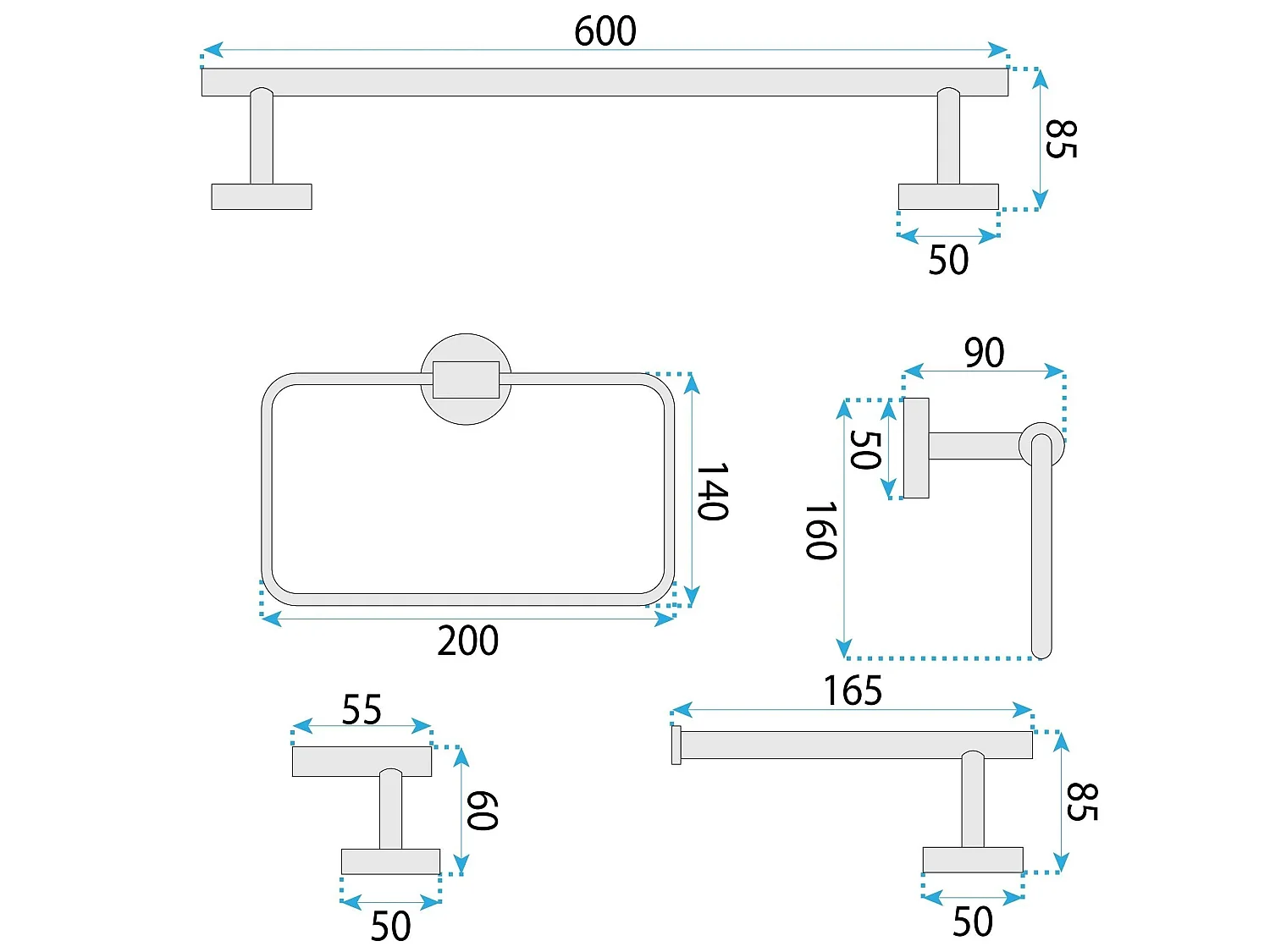 Ensemble De Cintres De Salle De Bain Rea Grid Brush Nickel