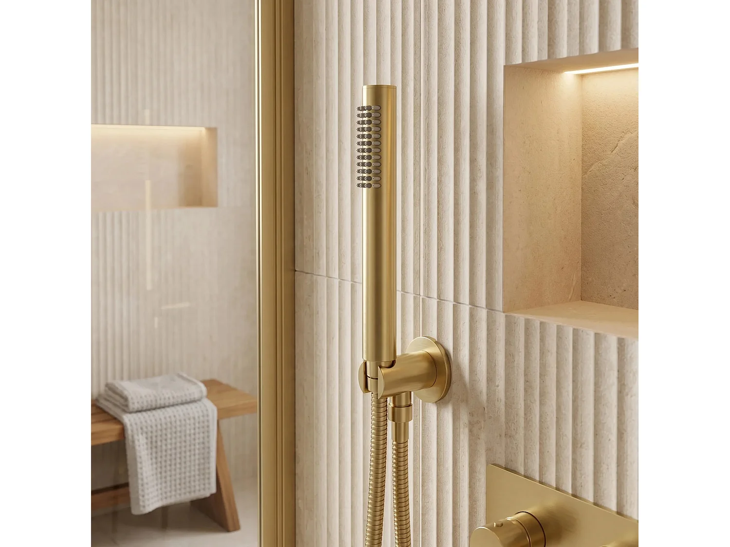 Mão De Chuveiro Rea Js-018Bg Brush Gold