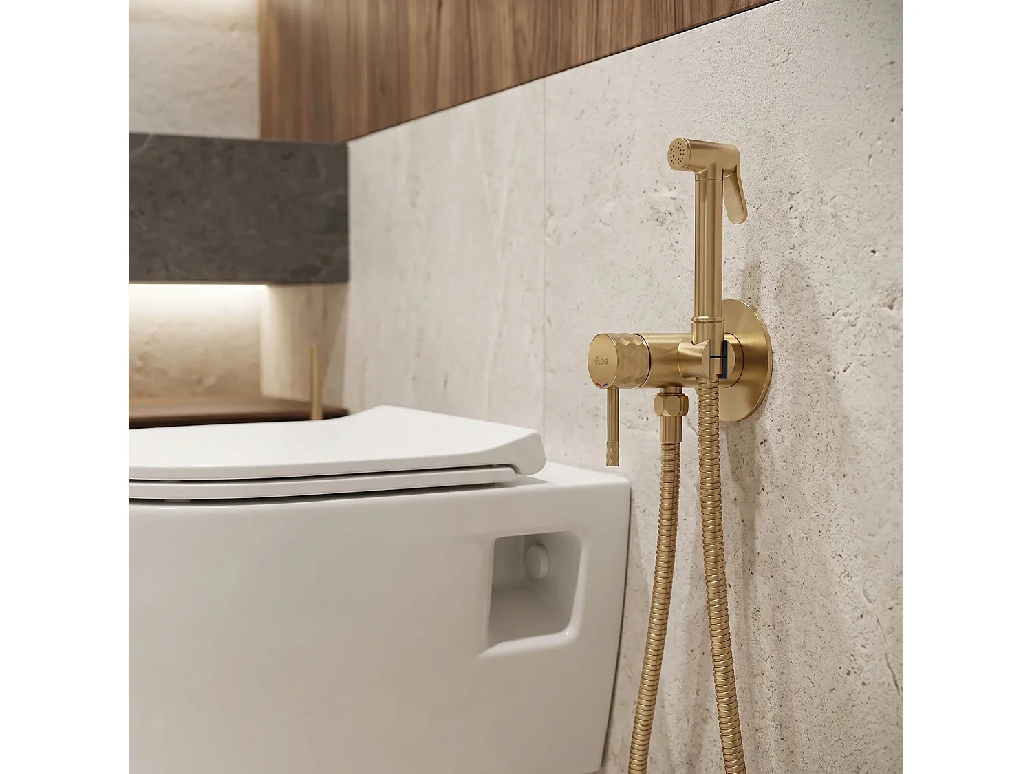 Bidetarmatur Rea Loop Lungo Diamond Brush Gold