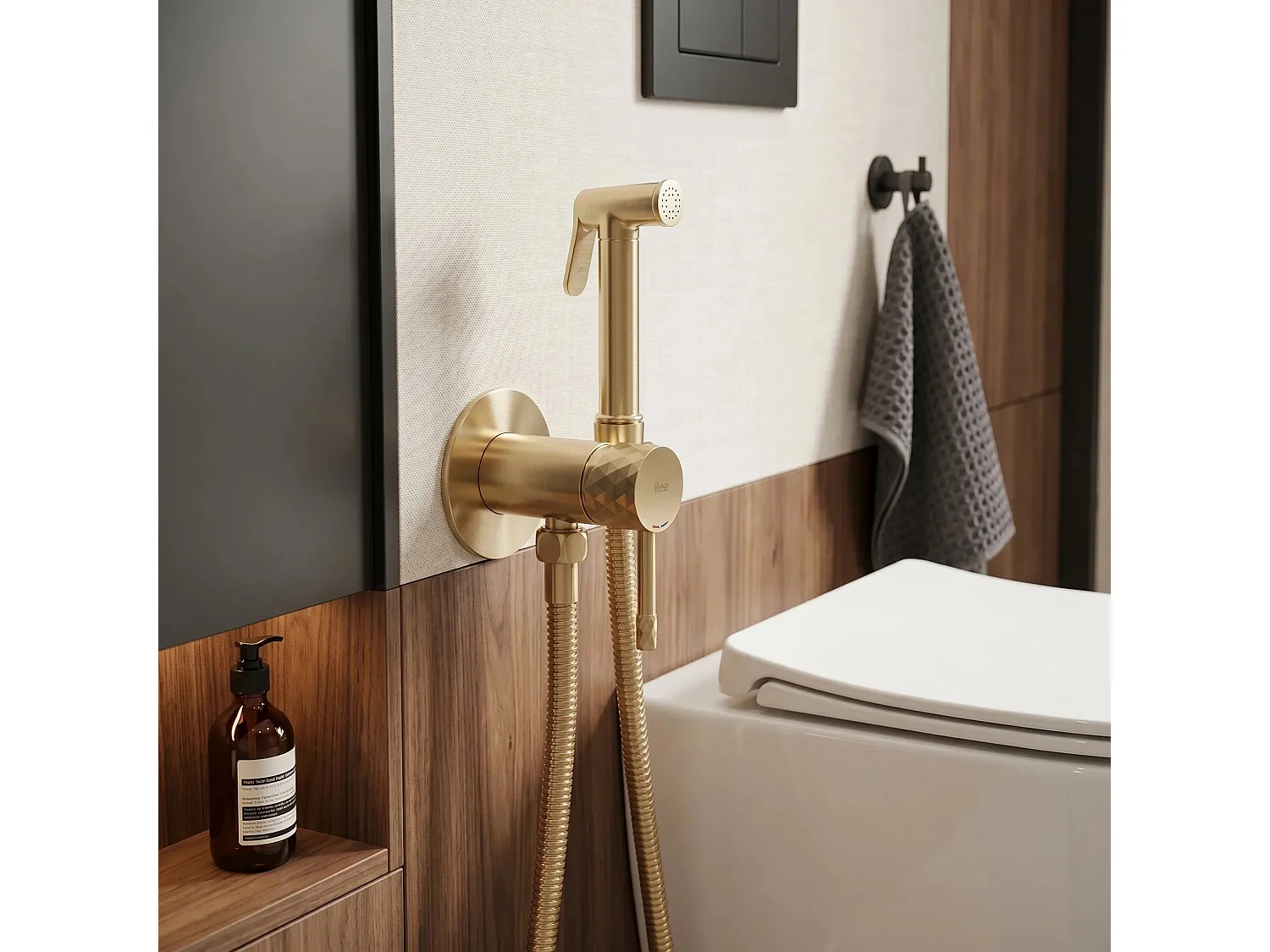 Bidetarmatur Rea Loop Lungo Diamond Brush Gold