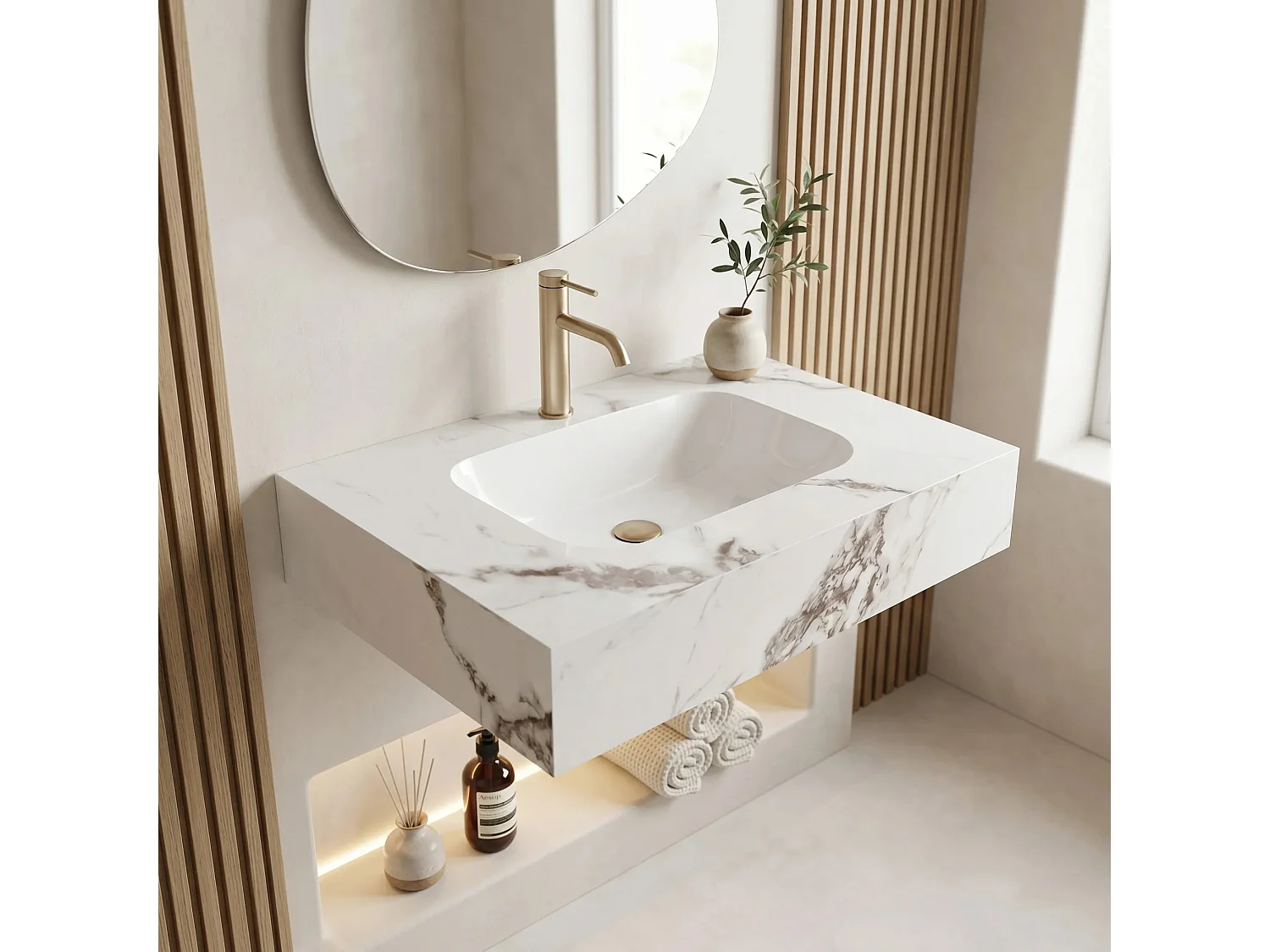 Lavabo Mural Rea Aresa Cold Jade 70 White
