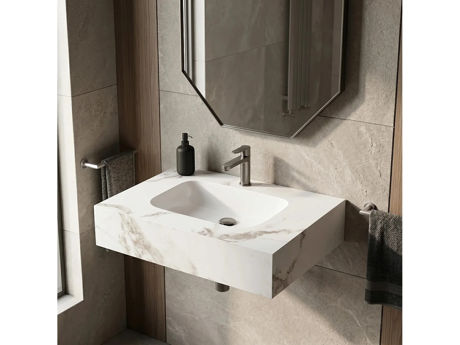 Lavabo Mural Rea Aresa Cold Jade 70 White