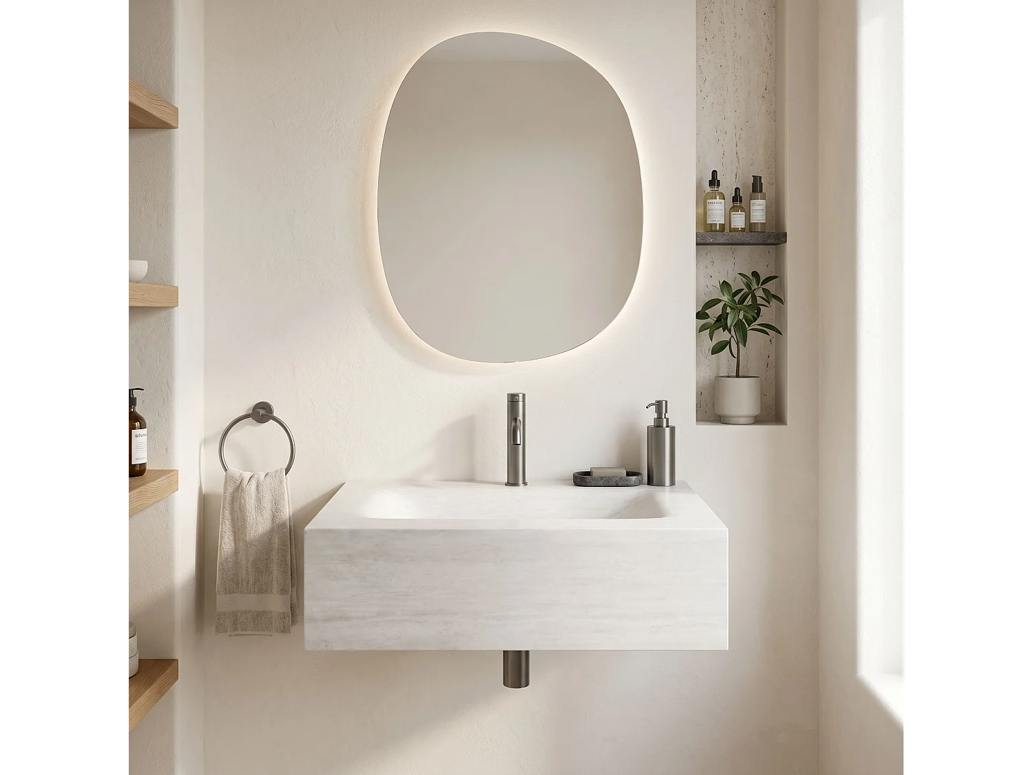 Væghængt Håndvask Rea Apollo Muralto Roma 70 Grey