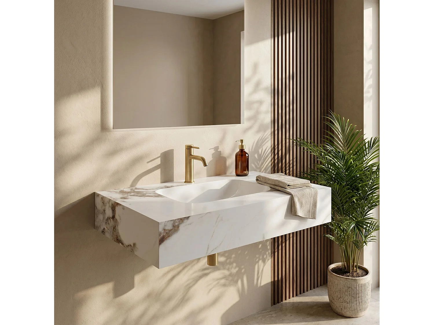 Væghængt Håndvask Rea Aresa Cold Jade 80 White