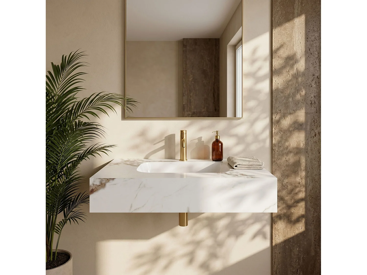 Væghængt Håndvask Rea Aresa Cold Jade 80 White