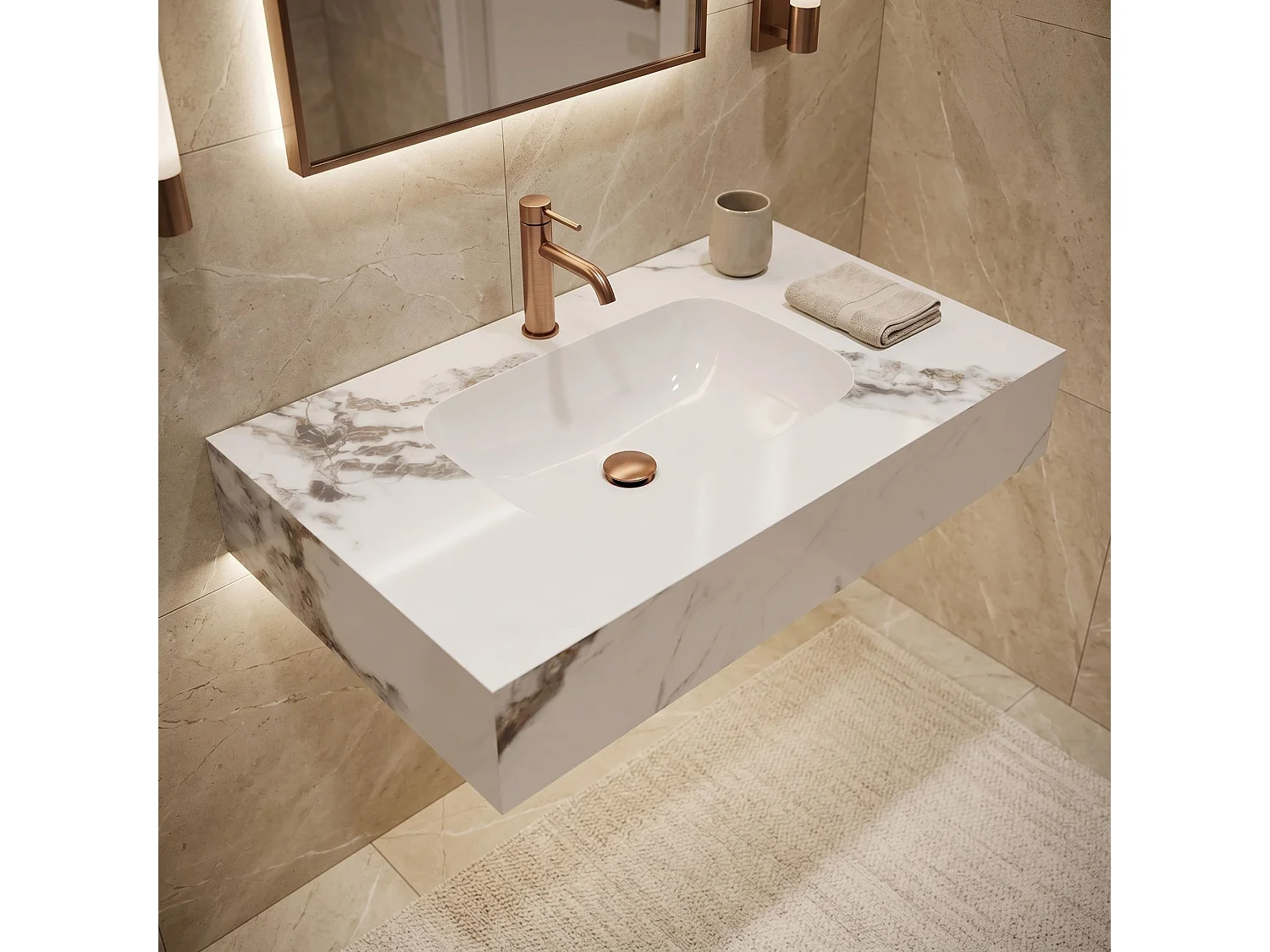 Væghængt Håndvask Rea Aresa Cold Jade 80 White