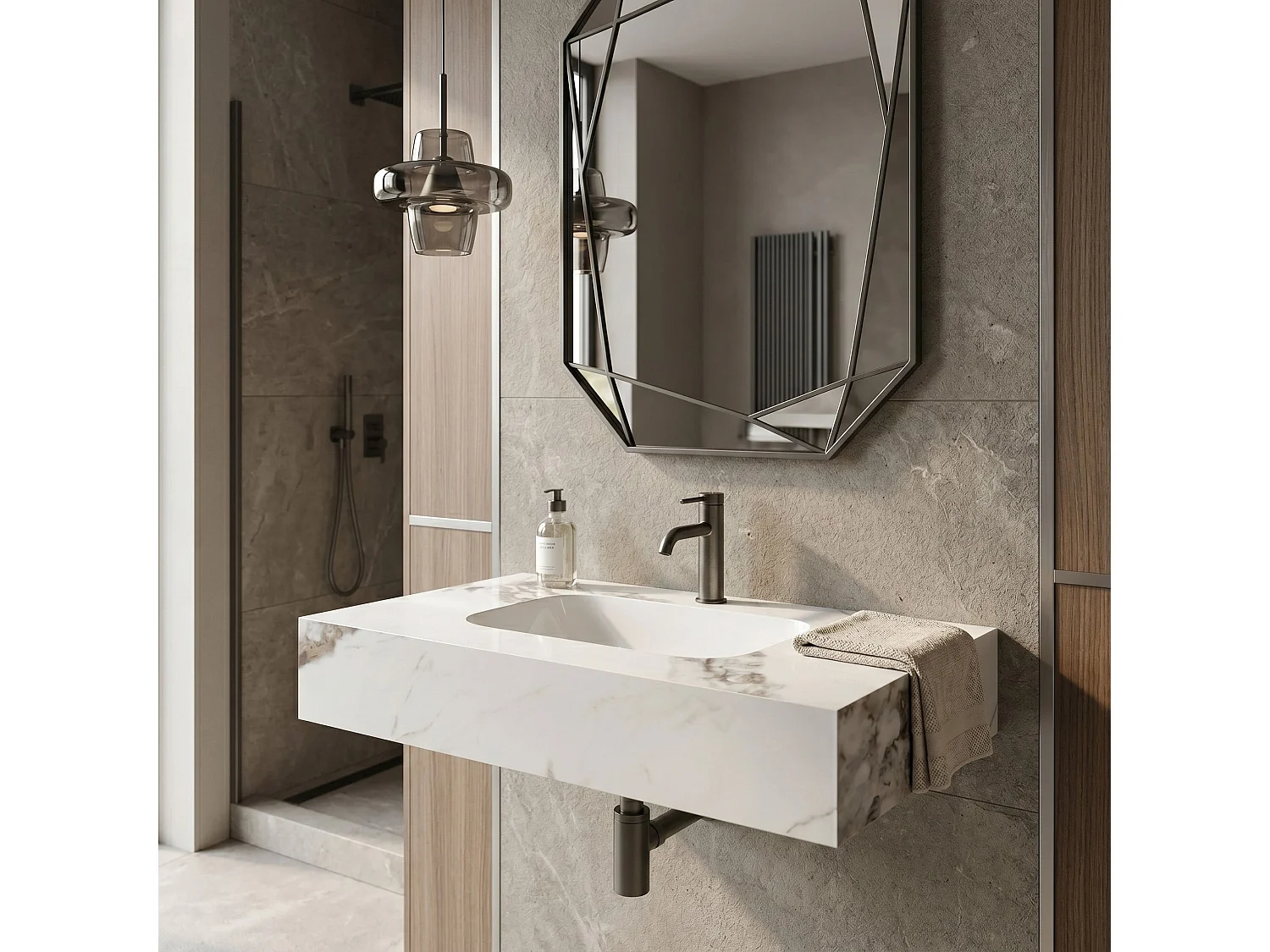 Væghængt Håndvask Rea Aresa Cold Jade 80 White