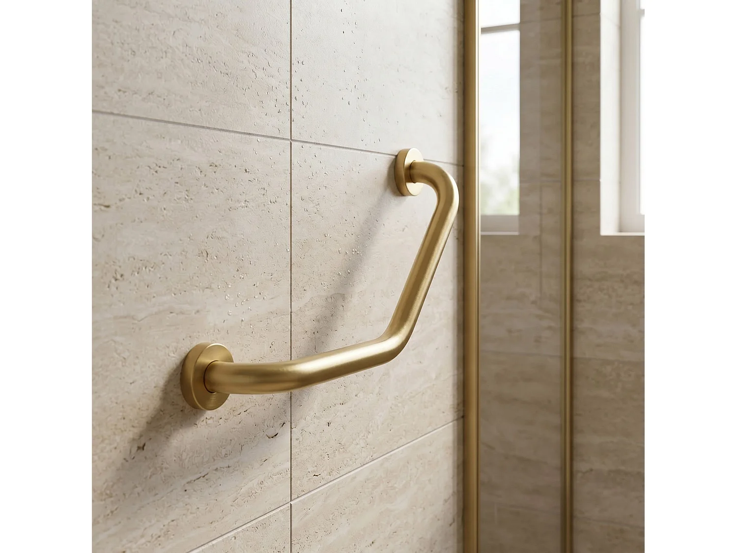 Barre D'Appui D'Angle Pour Salle De Bains Rea 101 Brush Gold