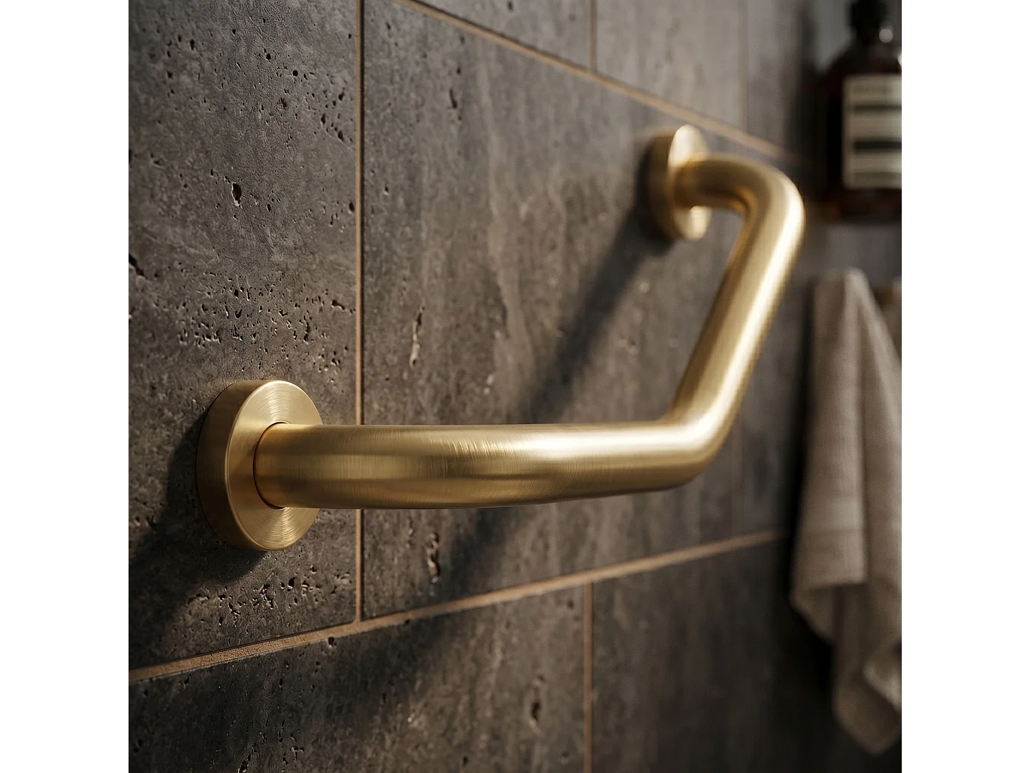 Barre D'Appui D'Angle Pour Salle De Bains Rea 101 Brush Gold