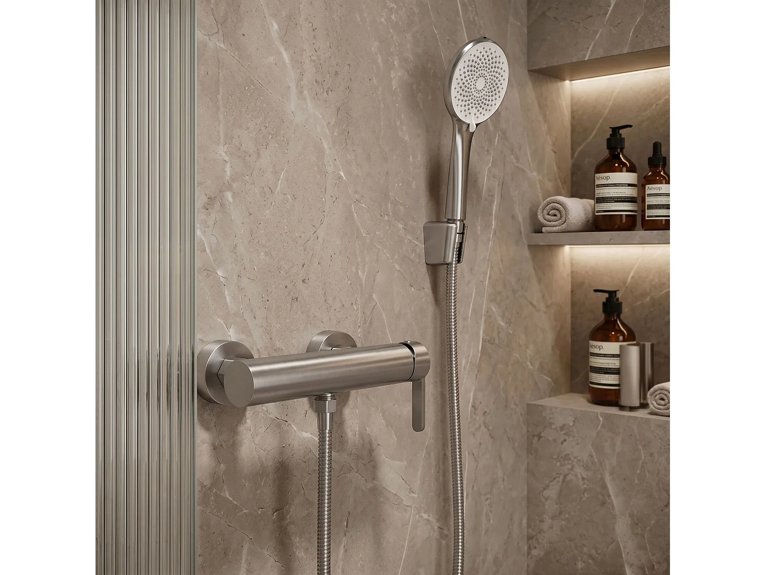 Robinet De Douche Rea Ontario Side Brush Steel