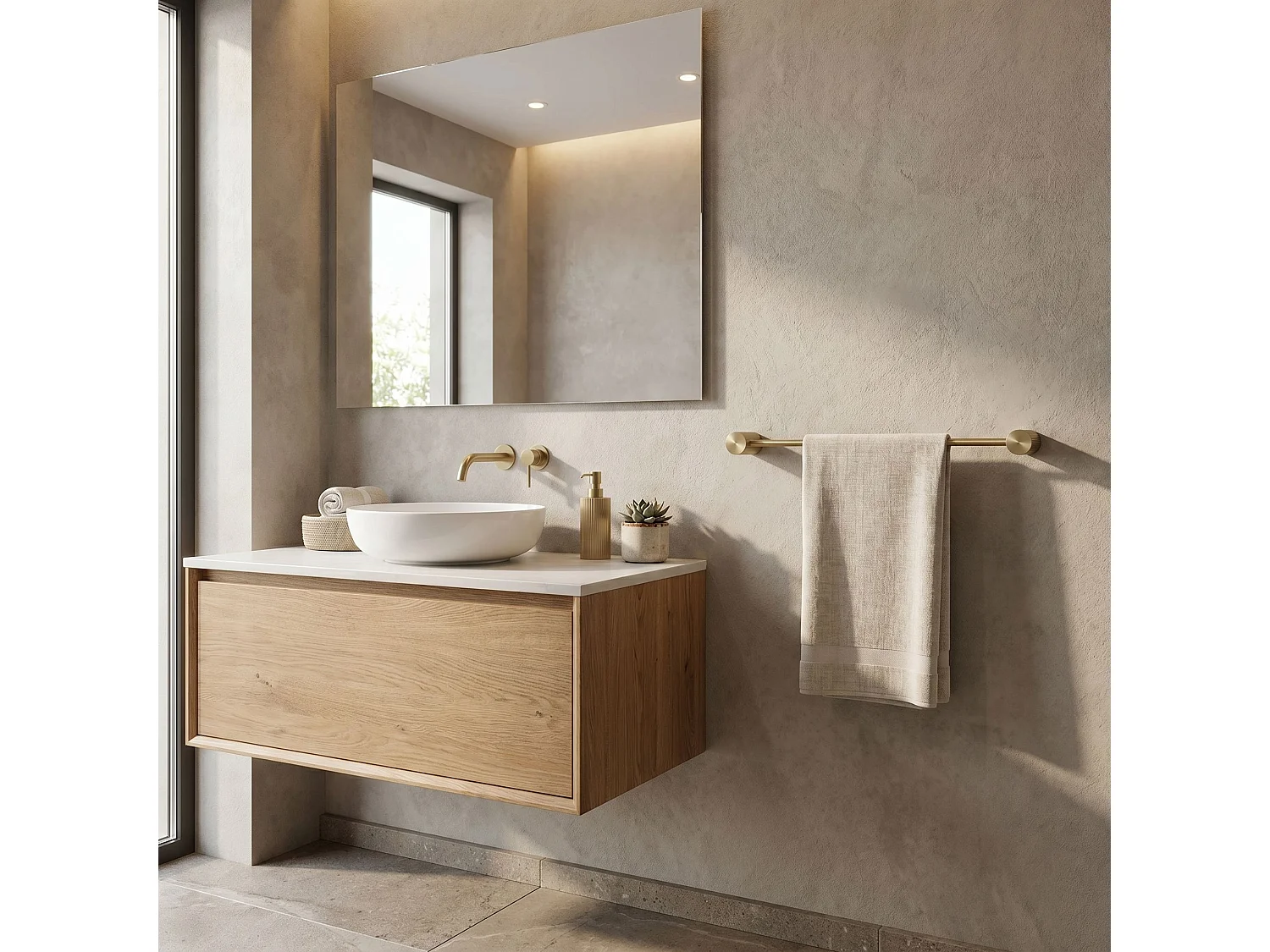 Håndklædeholder Rea 64101 Solo Brush Gold