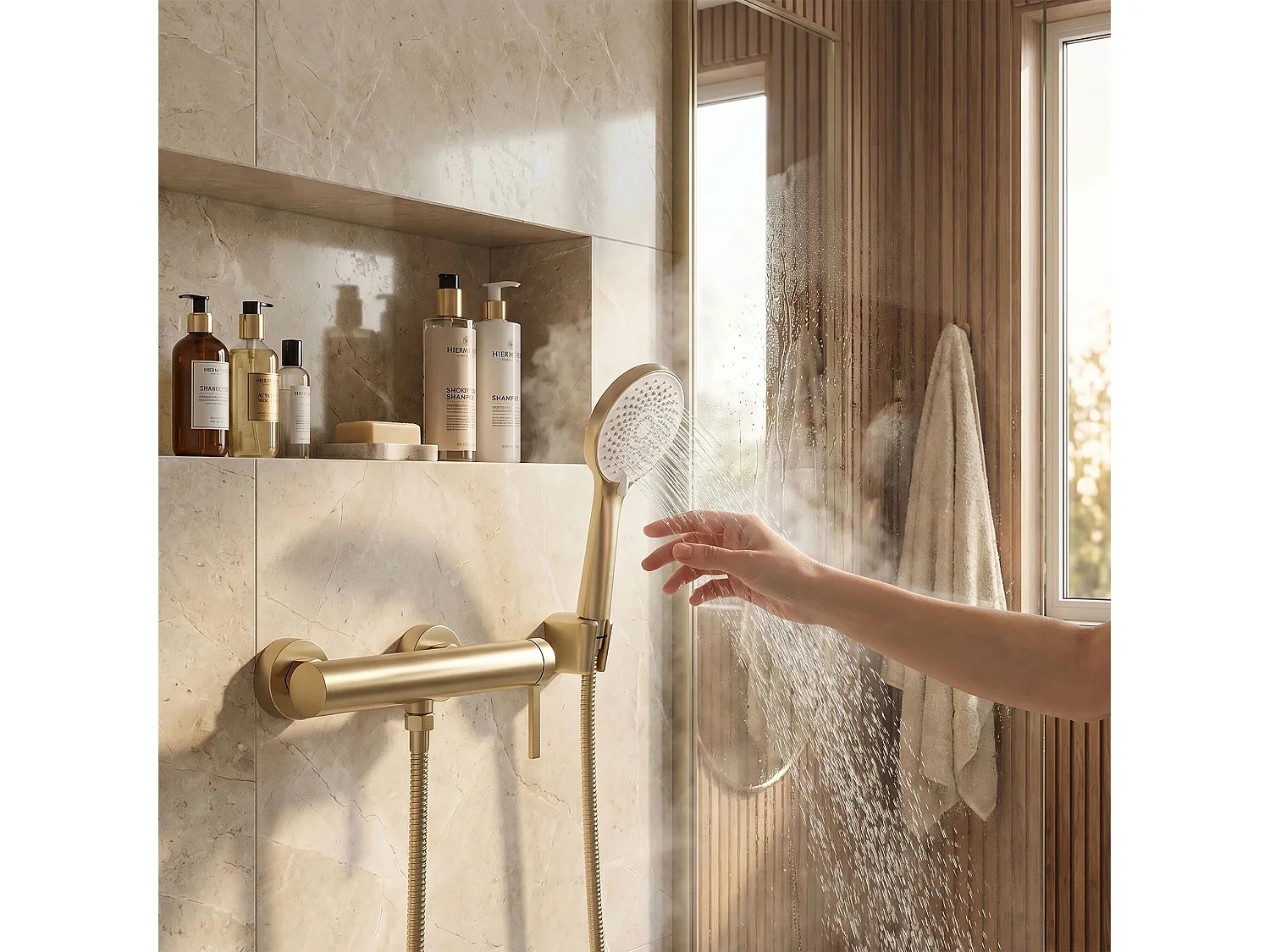 Shower Tap Rea Rivo Brush Gold