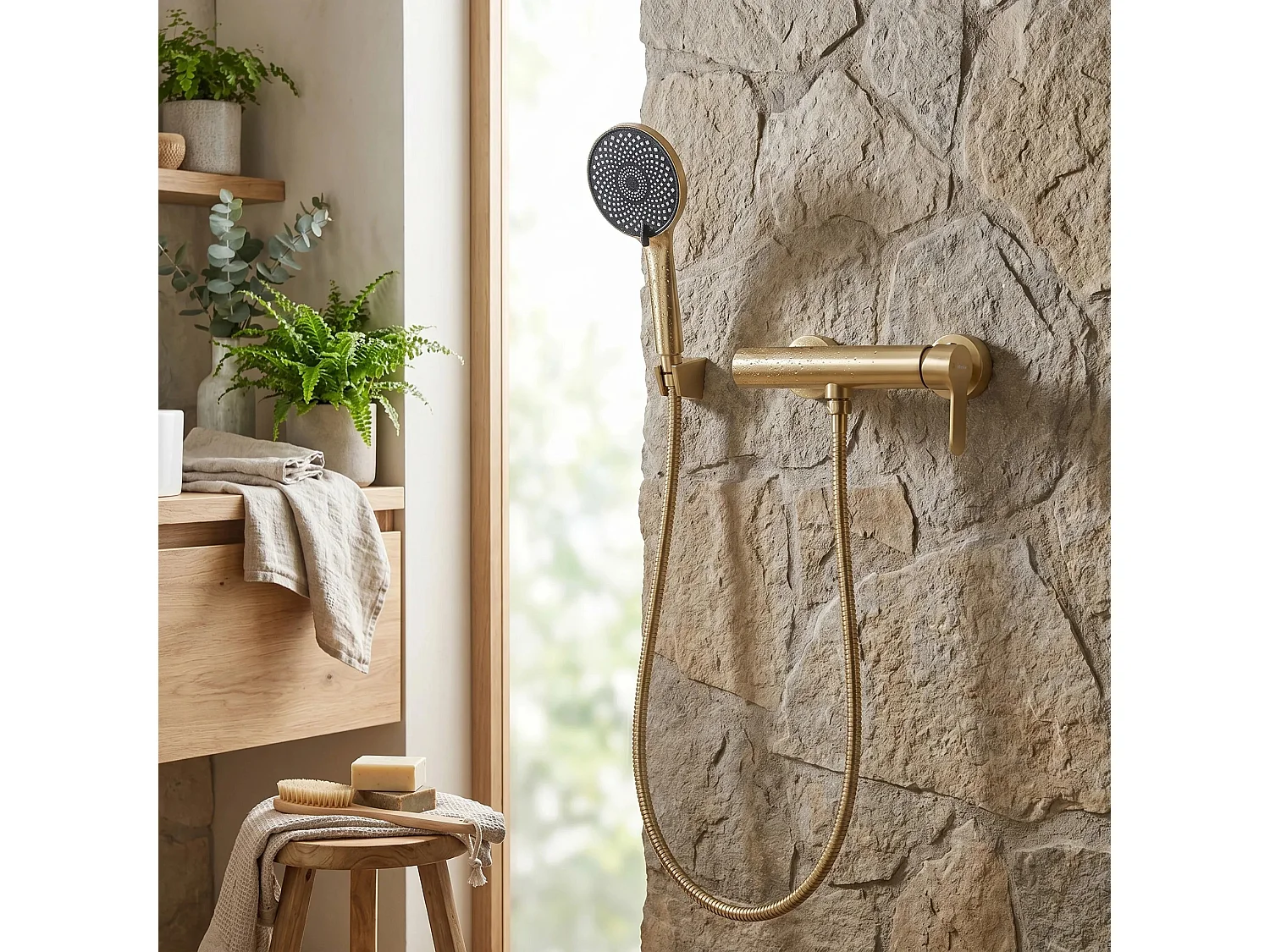 Robinet De Douche Rea Arcos Brush Gold