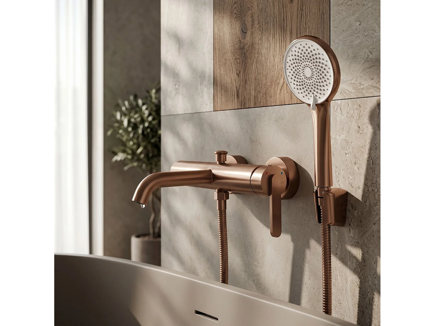Torneira Para Banheira Rea Ontario Side Brush Copper