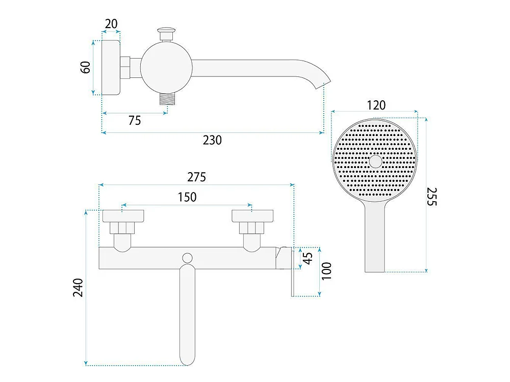Robinet De Lavabo Encastré Rea Ontario Side Black