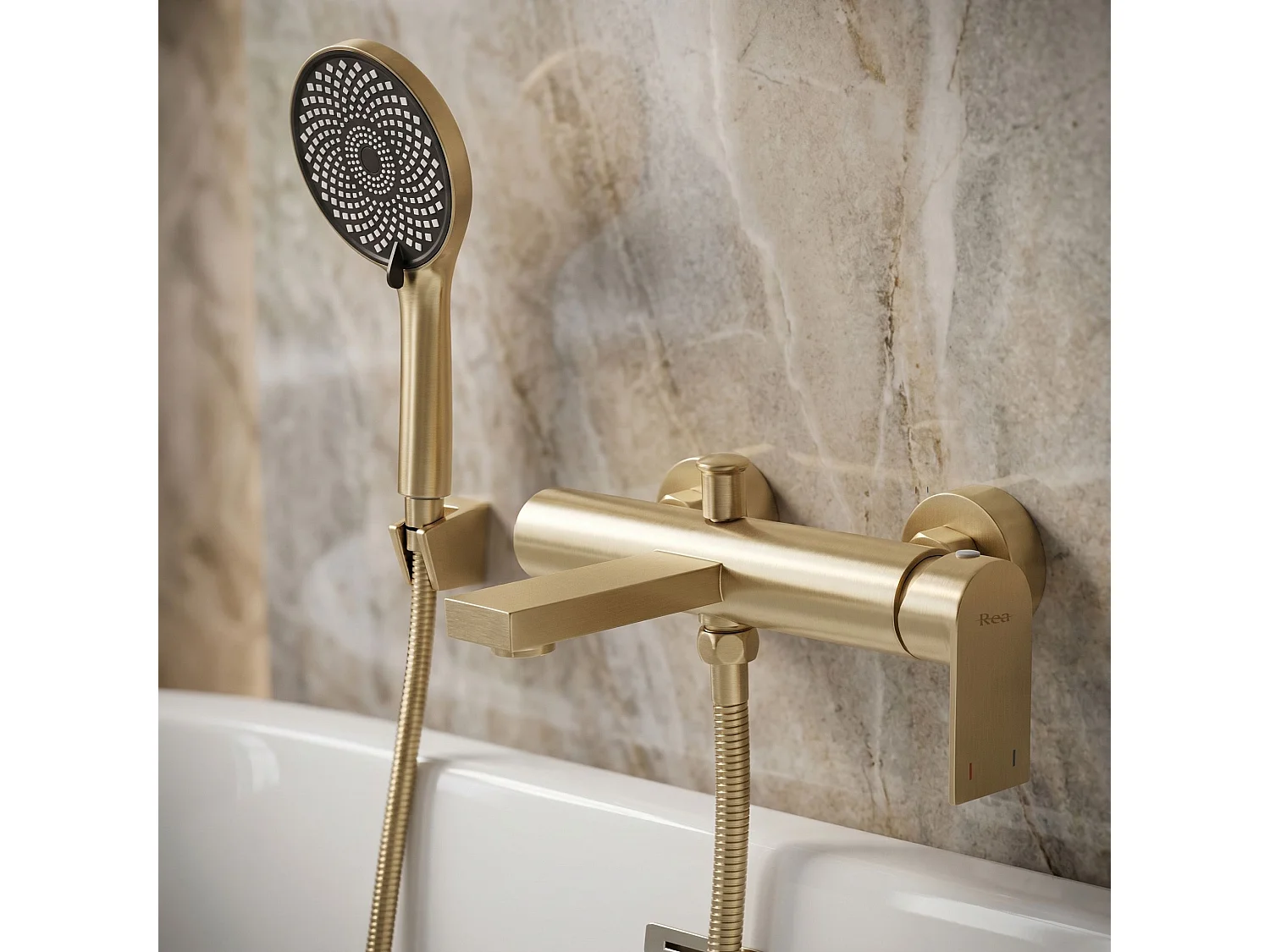 Misturadora Para Banheira Rea Hunter Brush Gold