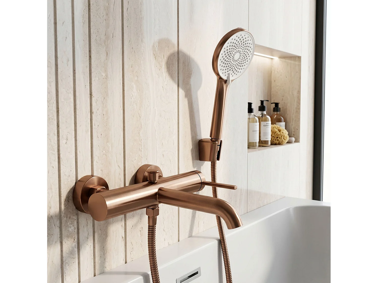 Torneira Para Banheira Rea Rivo Brush Copper