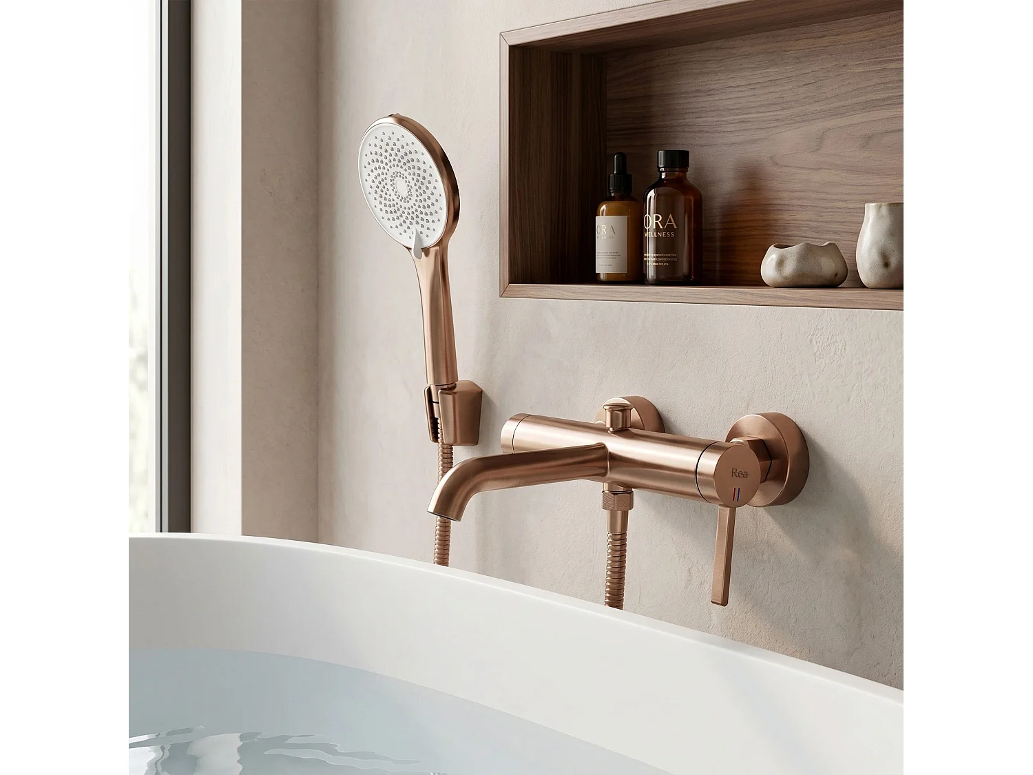 Torneira Para Banheira Rea Rivo Brush Copper