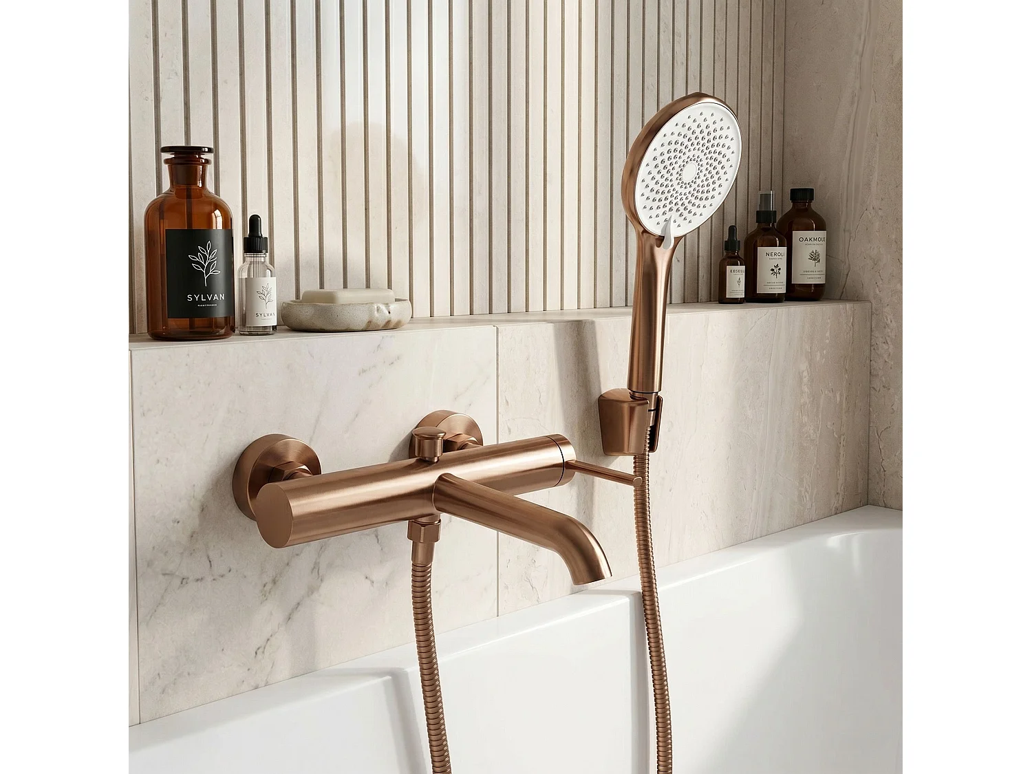 Torneira Para Banheira Rea Rivo Brush Copper
