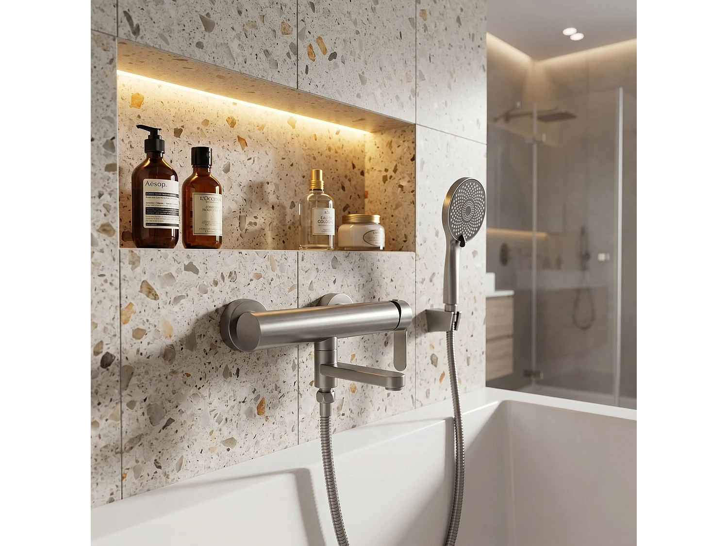 Robinet De Baignoire Rea Arcos Brush Nickel