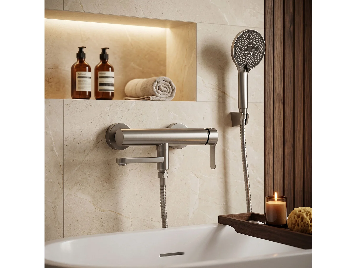 Robinet De Baignoire Rea Arcos Brush Nickel