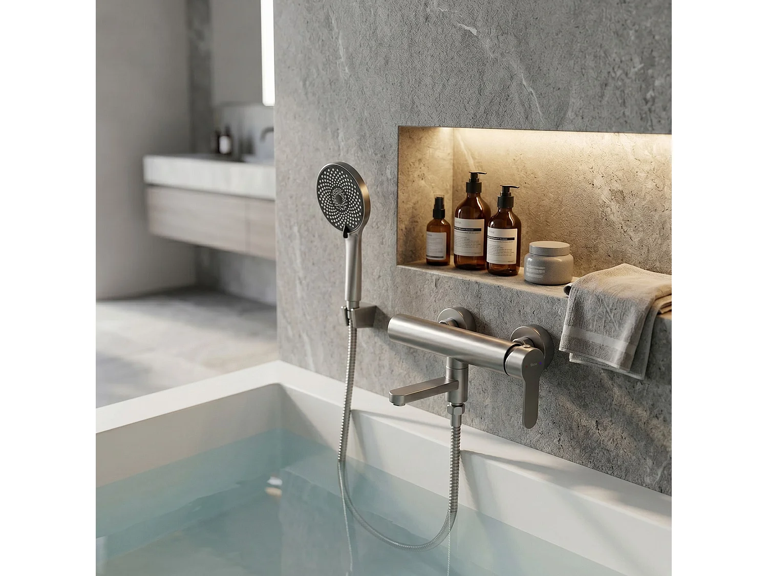 Robinet De Baignoire Rea Arcos Brush Nickel