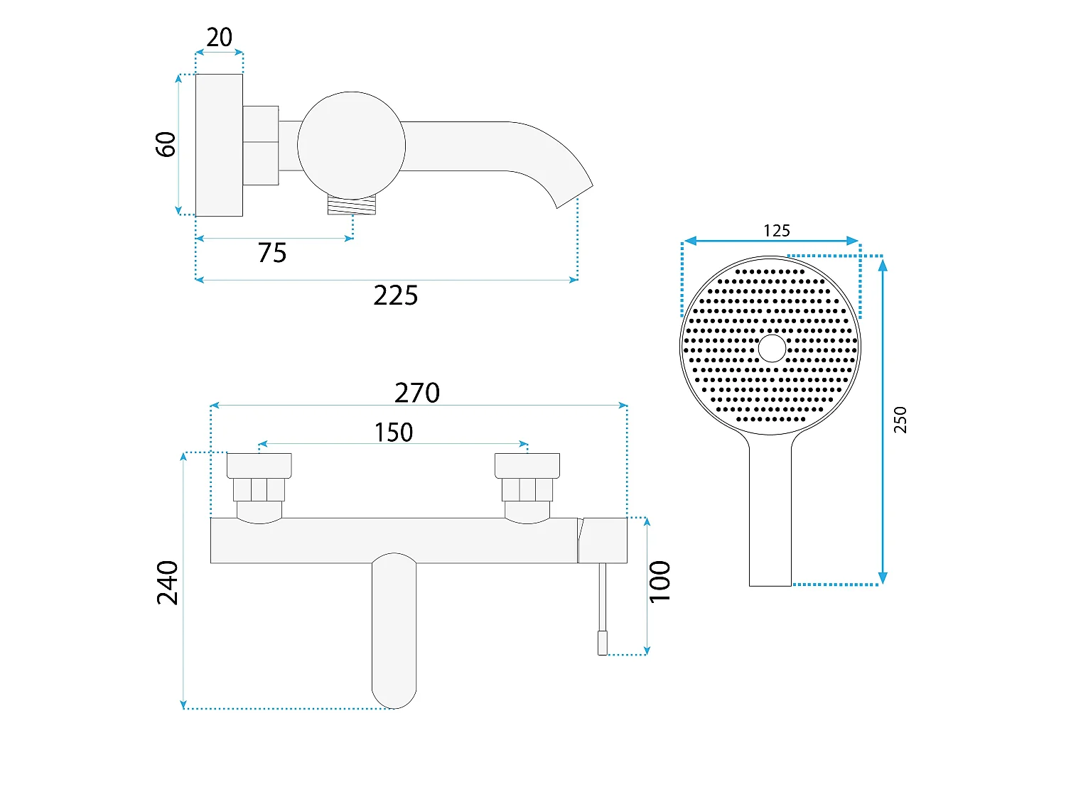 Robinet De Baignoire Rea Rivo Titanium