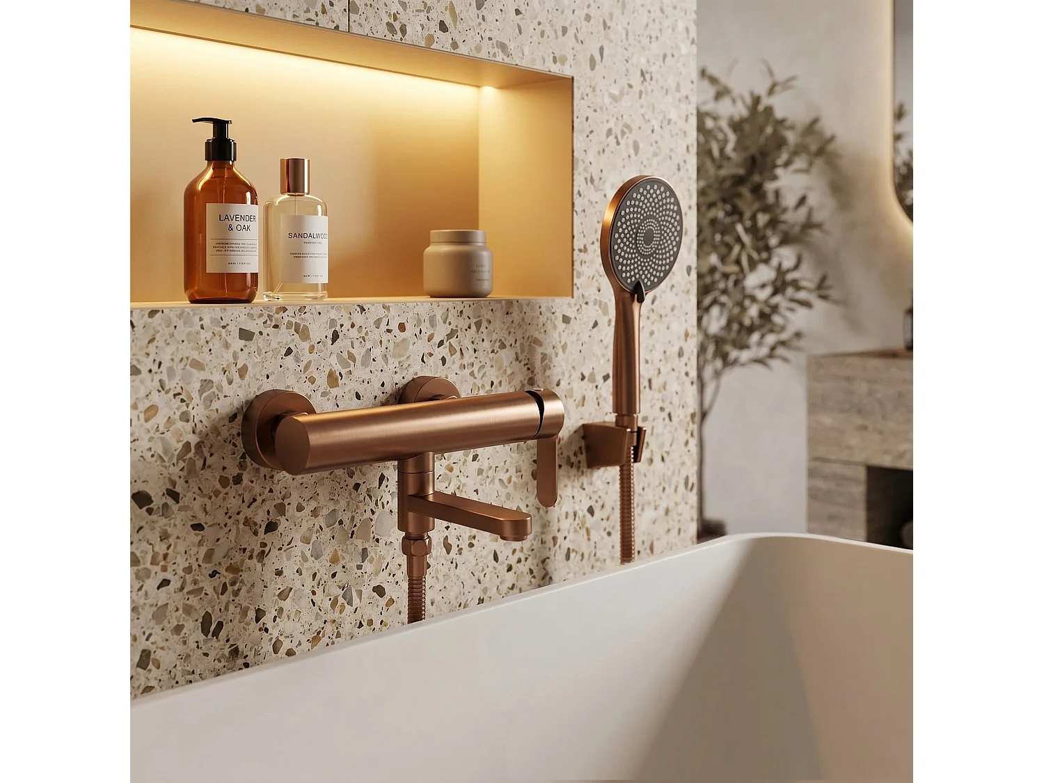 Torneira Da Banheira Rea Arcos Brush Copper