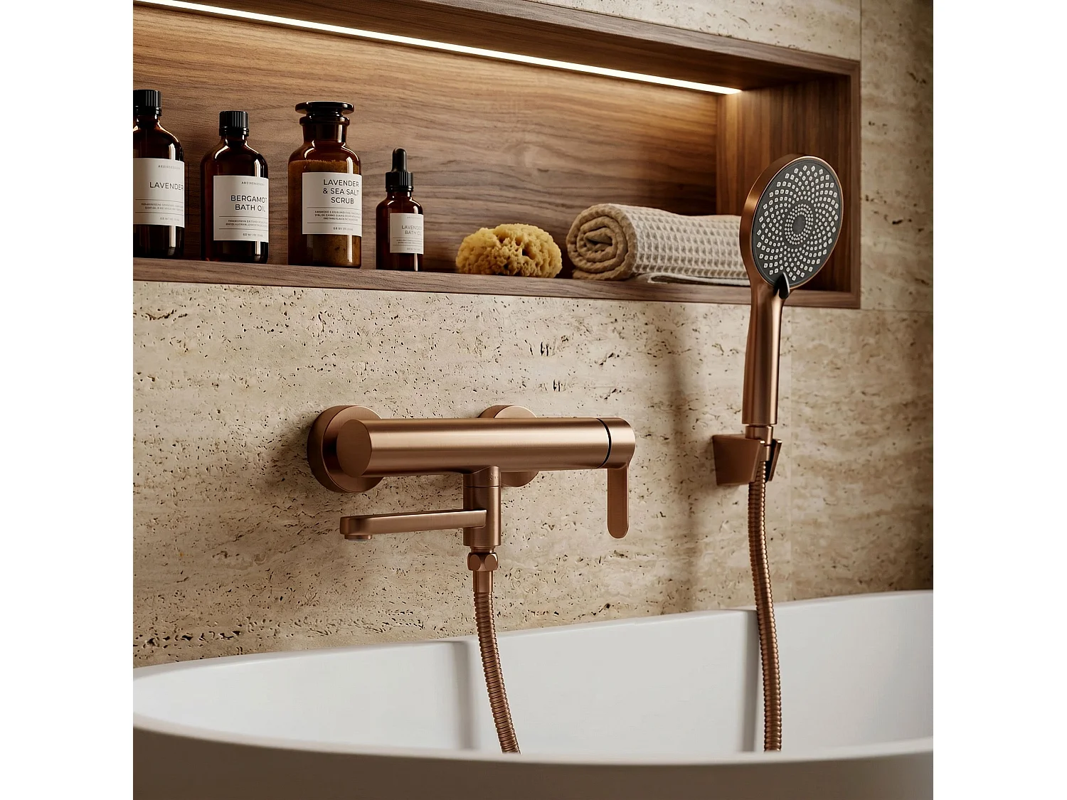 Torneira Da Banheira Rea Arcos Brush Copper