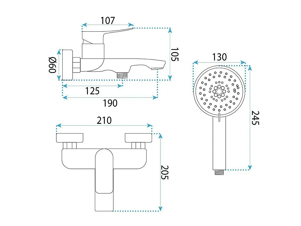 Robinet De Baignoire Rea Premium Vision Titanium