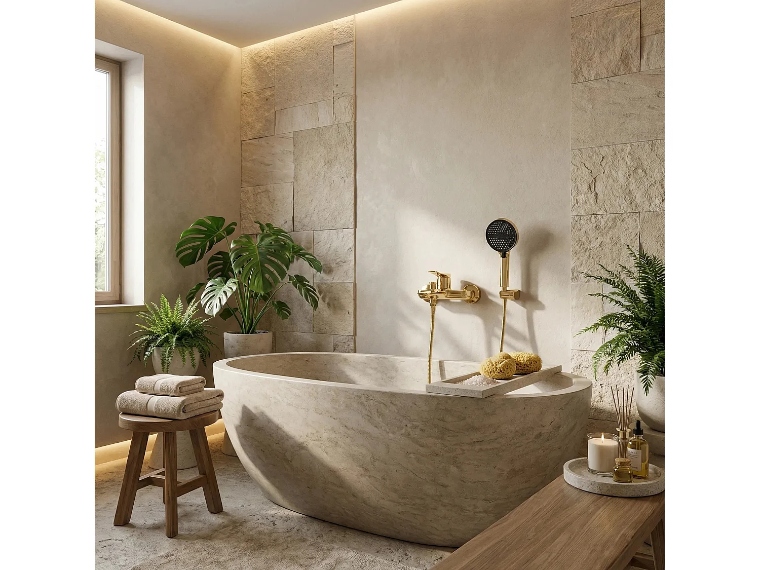 Torneira Da Banheira Rea Premium Vison Gold