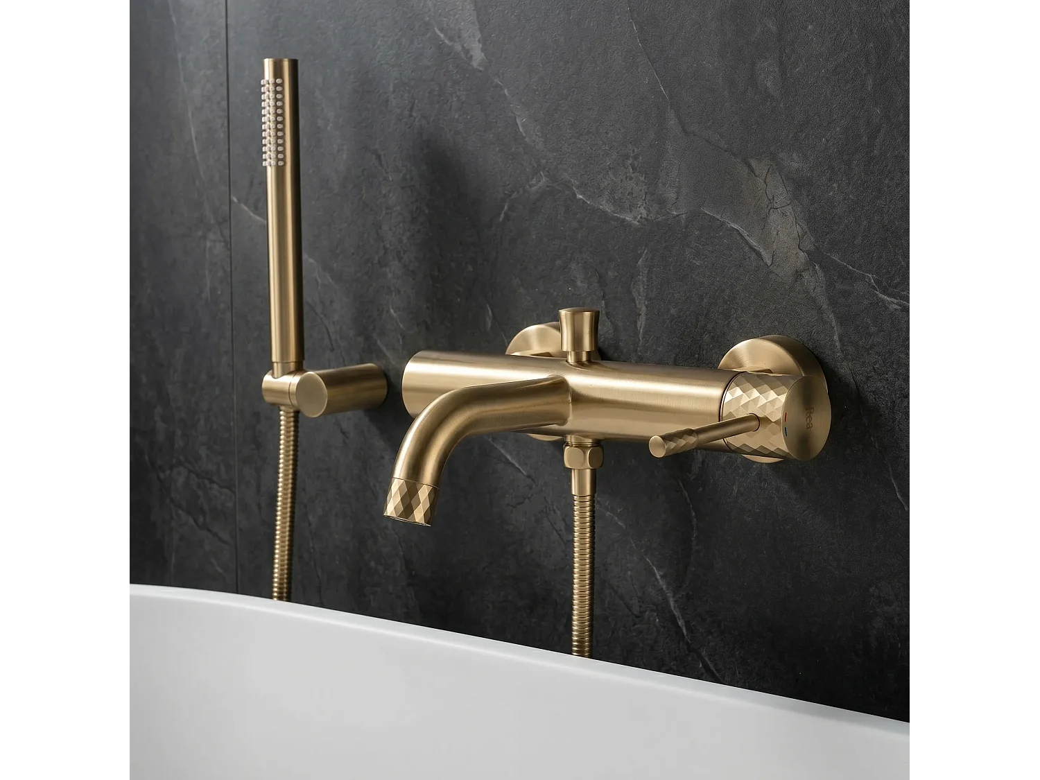 Robinet De Baignoire Rea Lungo Diamond Brush Gold