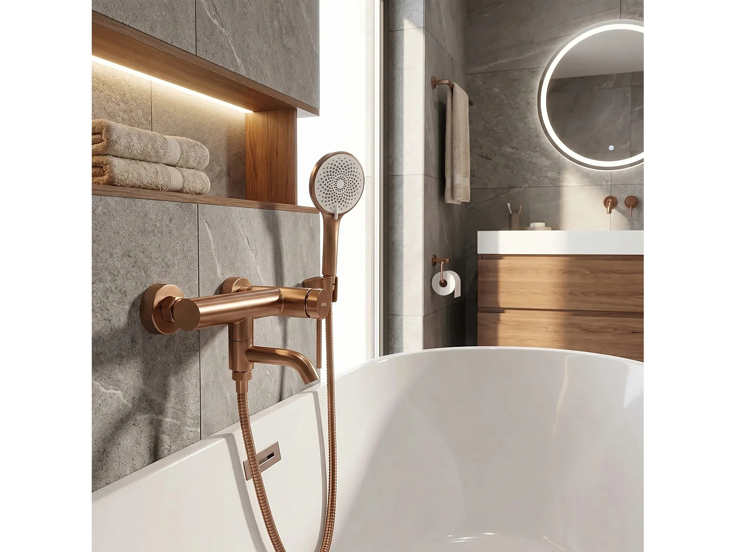 Torneira Da Banheira Rea Clif Brush Copper