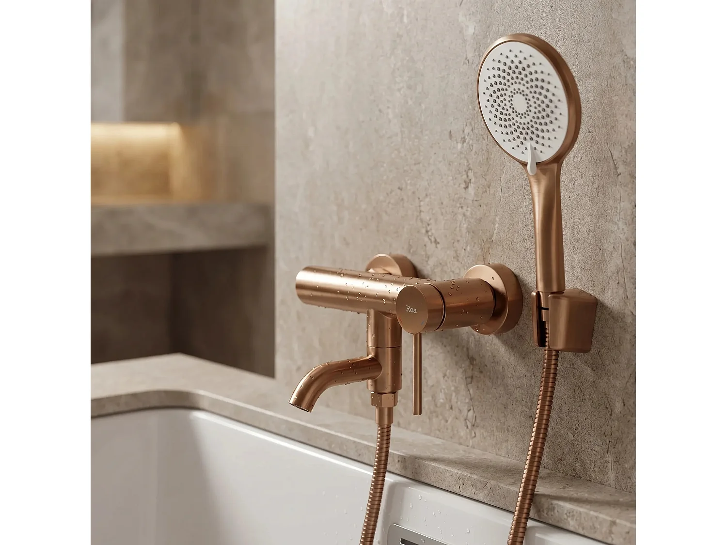Torneira Da Banheira Rea Clif Brush Copper