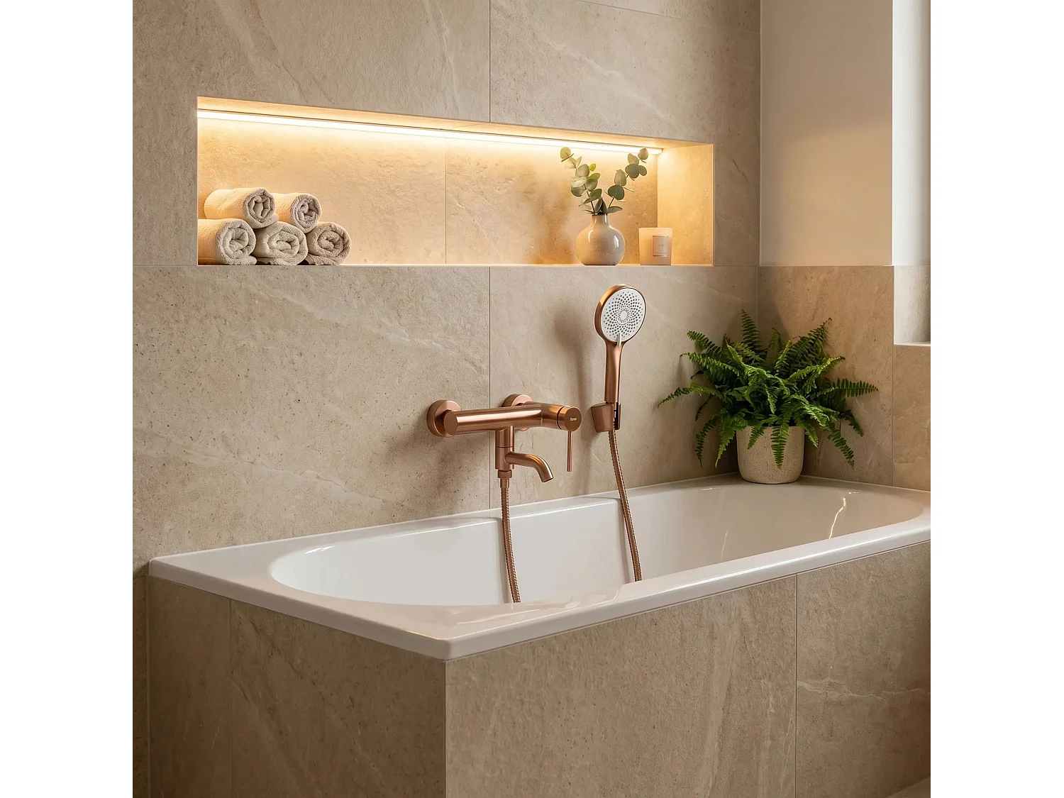 Torneira Da Banheira Rea Clif Brush Copper