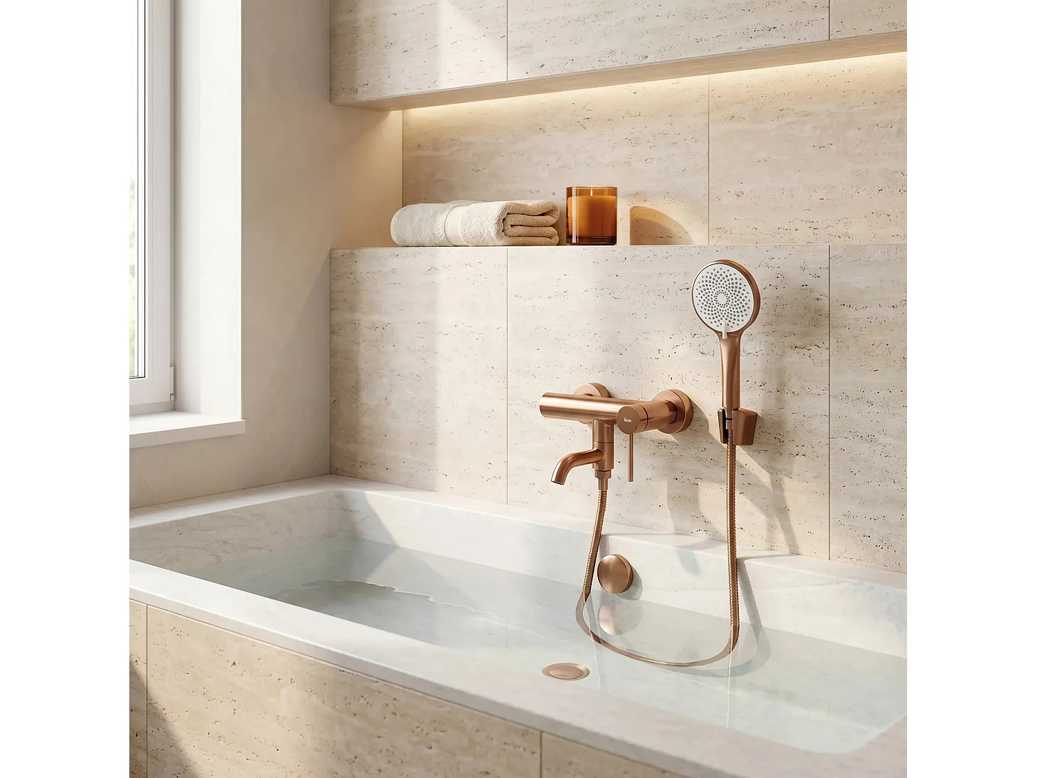 Torneira Da Banheira Rea Clif Brush Copper
