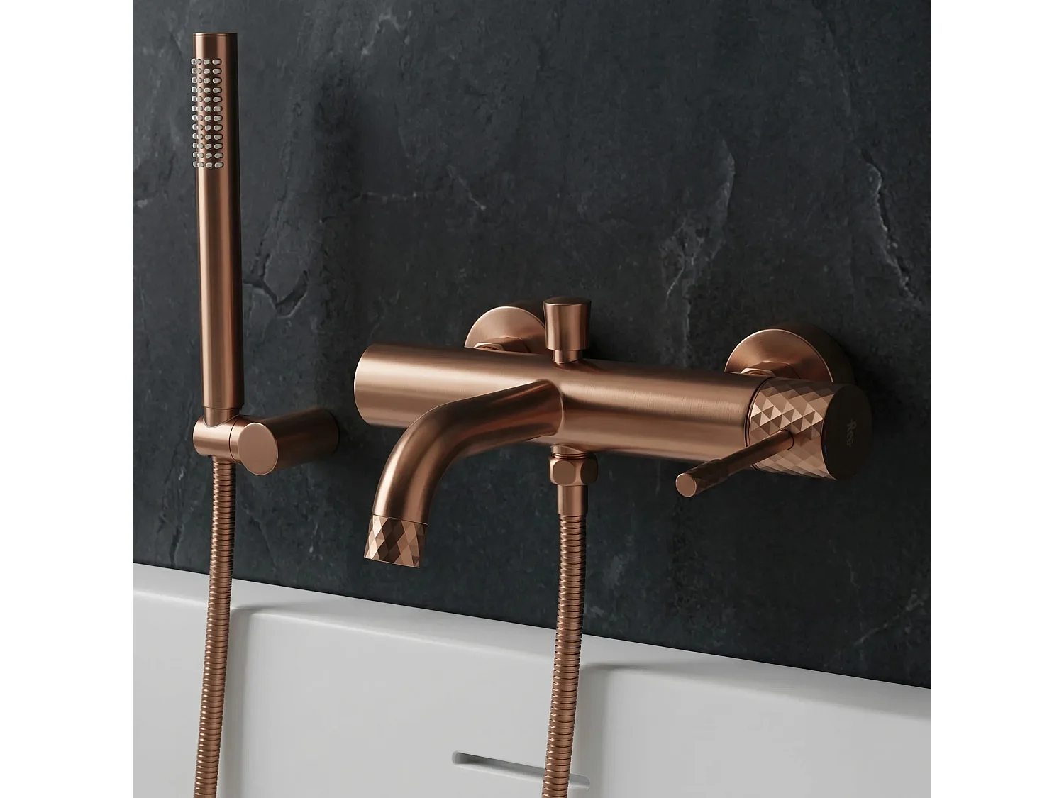Grifo De Bañera Rea Lungo Diamond Brush Copper