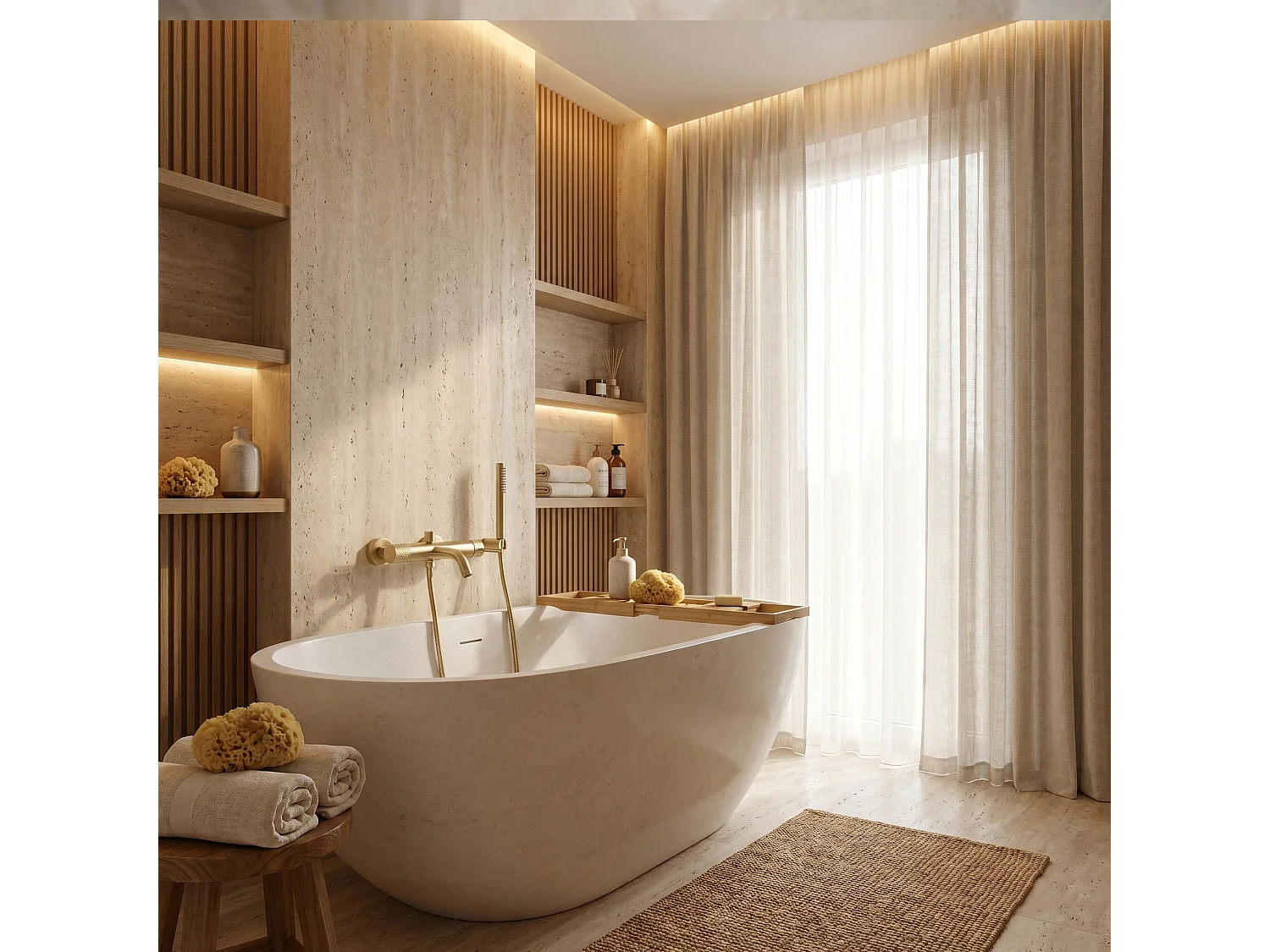 Robinet De Baignoire Rea Venti Brush Gold