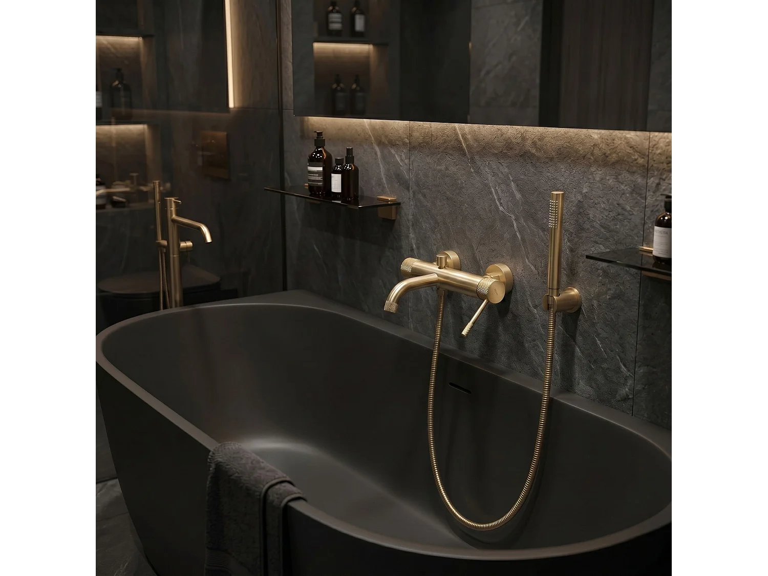 Robinet De Baignoire Rea Venti Brush Gold