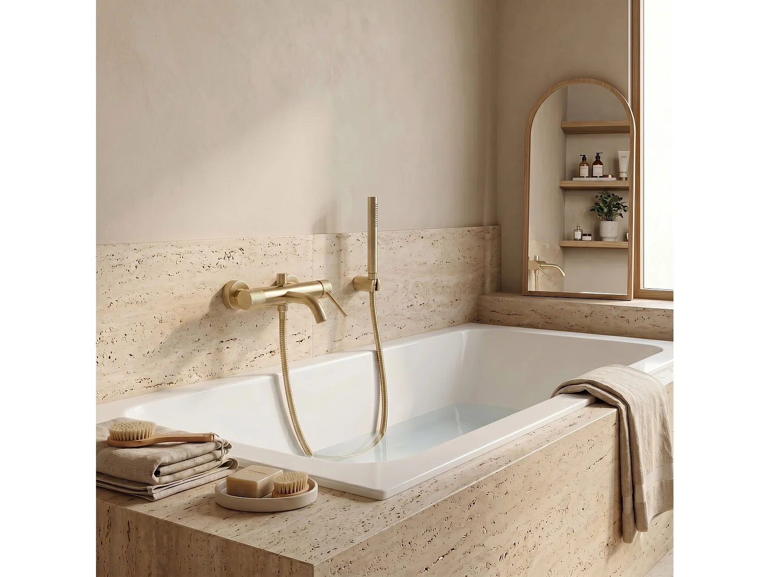 Robinet De Baignoire Rea Venti Brush Gold