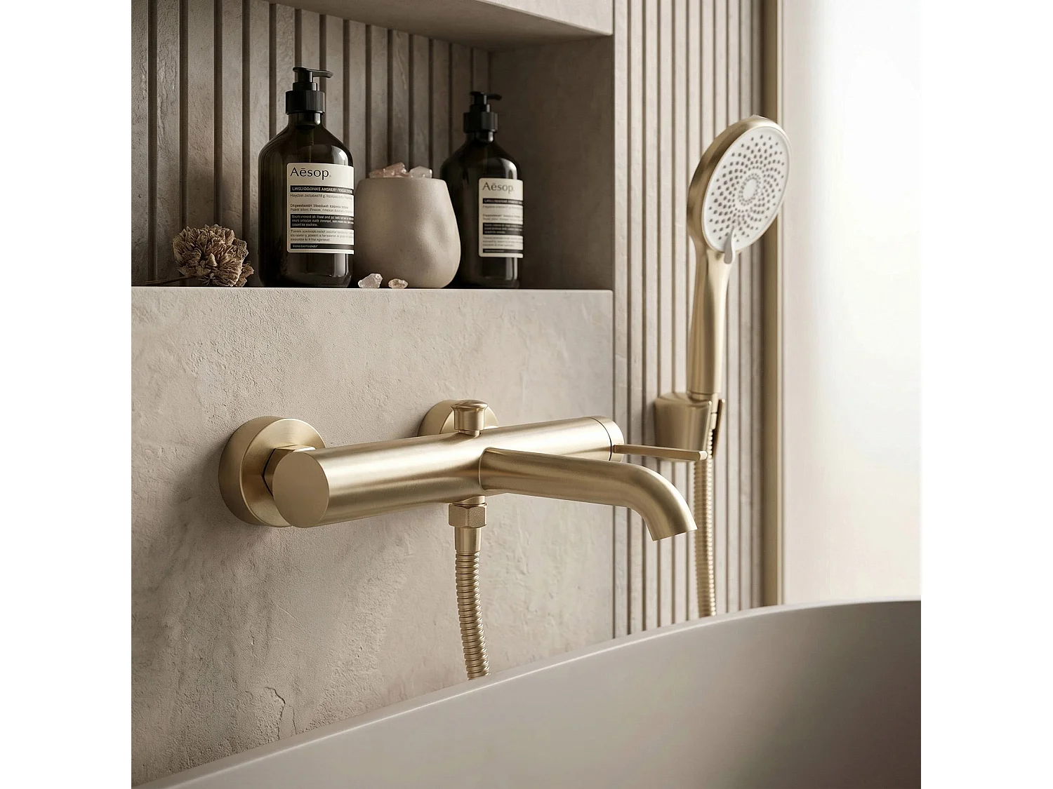 Robinet De Baignoire Rea Rivo Brush Gold
